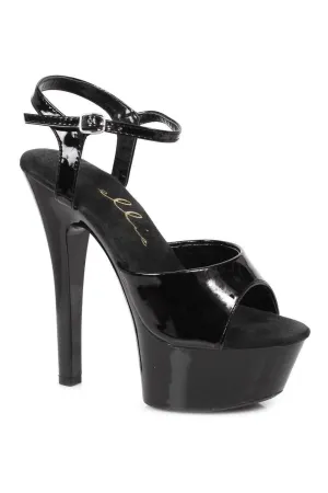 601-JULIET Platform Sandal  | Black  Patent