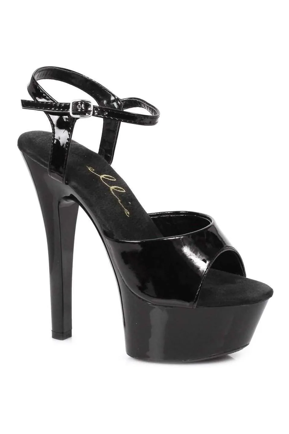 601-JULIET Platform Sandal  | Black  Patent