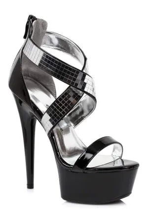609-RONI Platform Sandal  | Black Patent