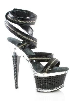 649-DELIA Platform Sandal | Black Patent