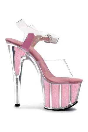 709-GLITTER Platform Sandal  | Clear Vinyl