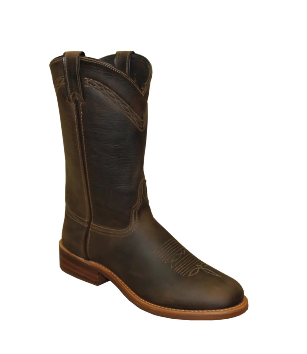 Abilene Boots Mens 11in Round Toe Stockman Brown Leather Cowboy Boots 9.5 EE