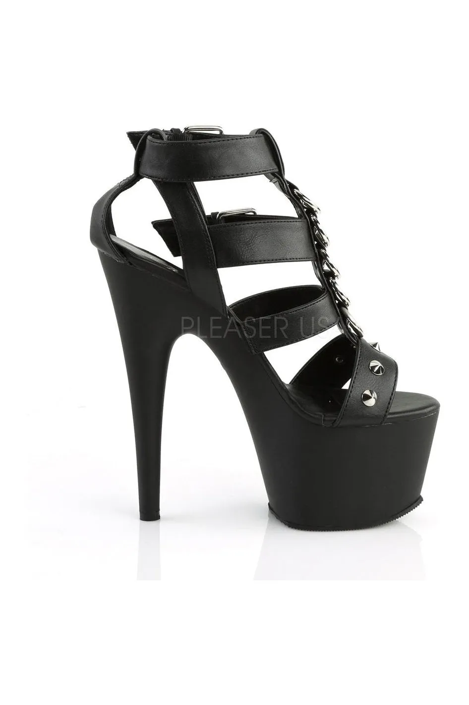 ADORE-758 Platform Sandal  | Black Faux Leather