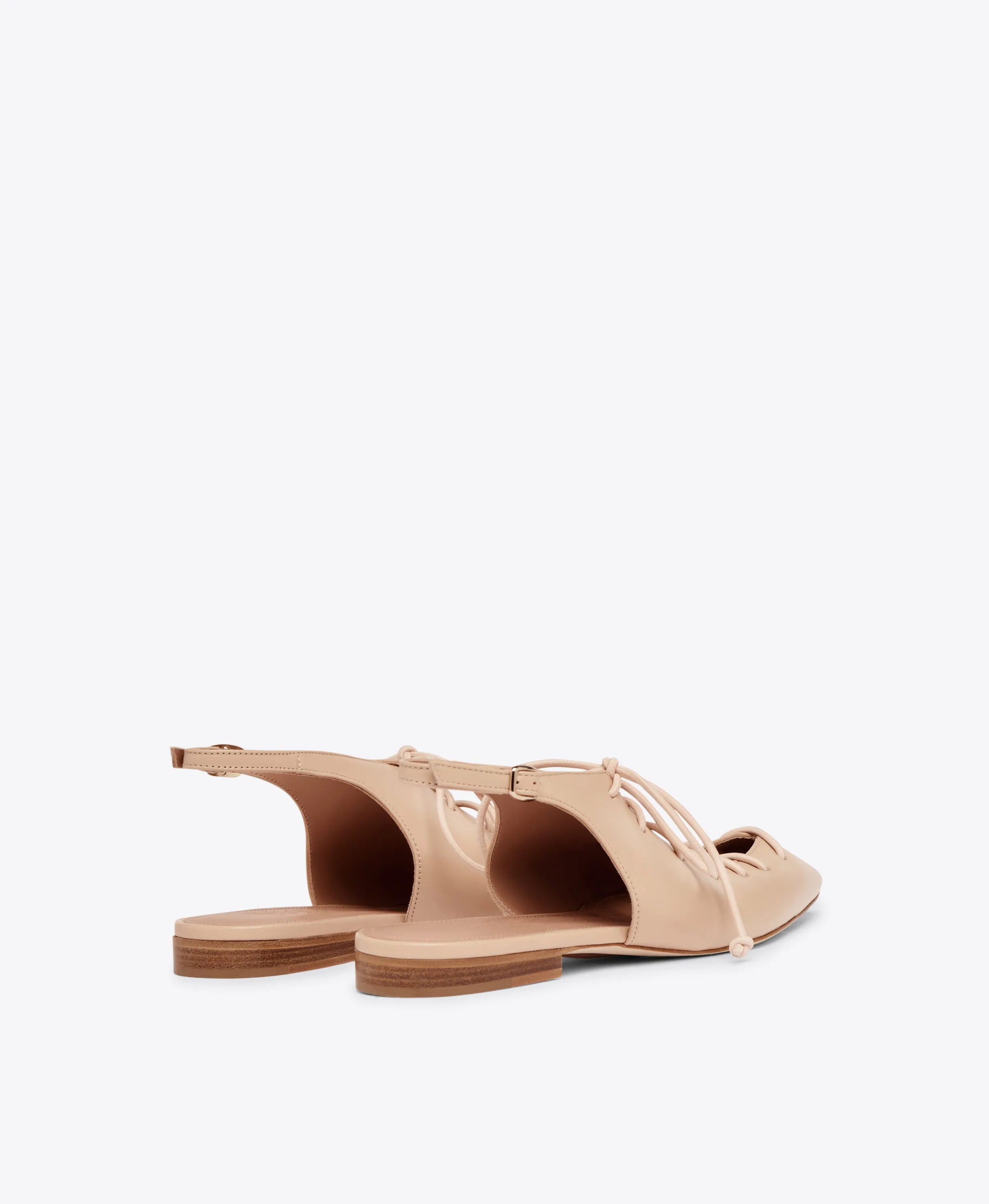 Alia Beige Leather Lace Up Flats