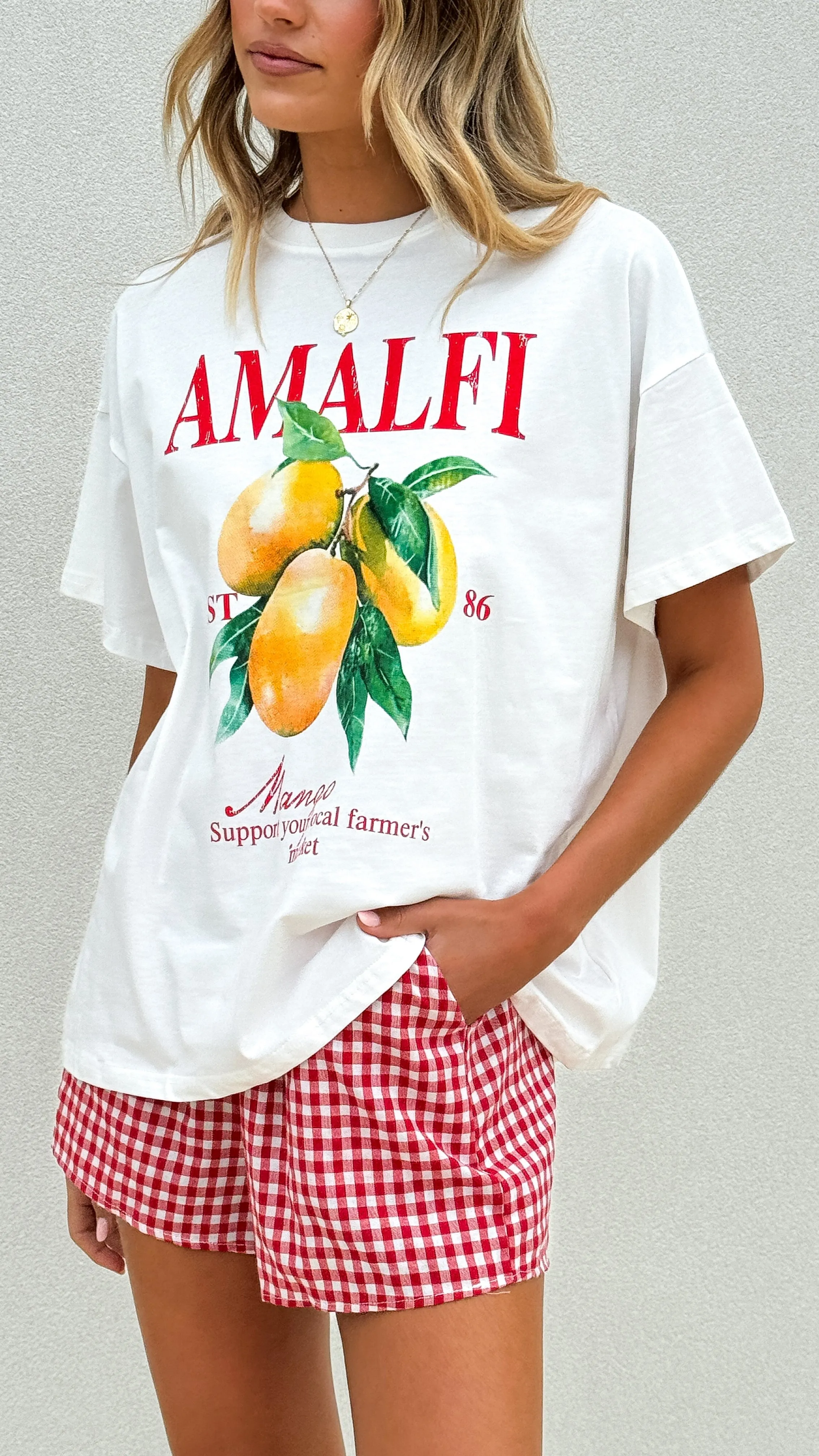 Amalfi Top and Shorts Set - Gingham Mango