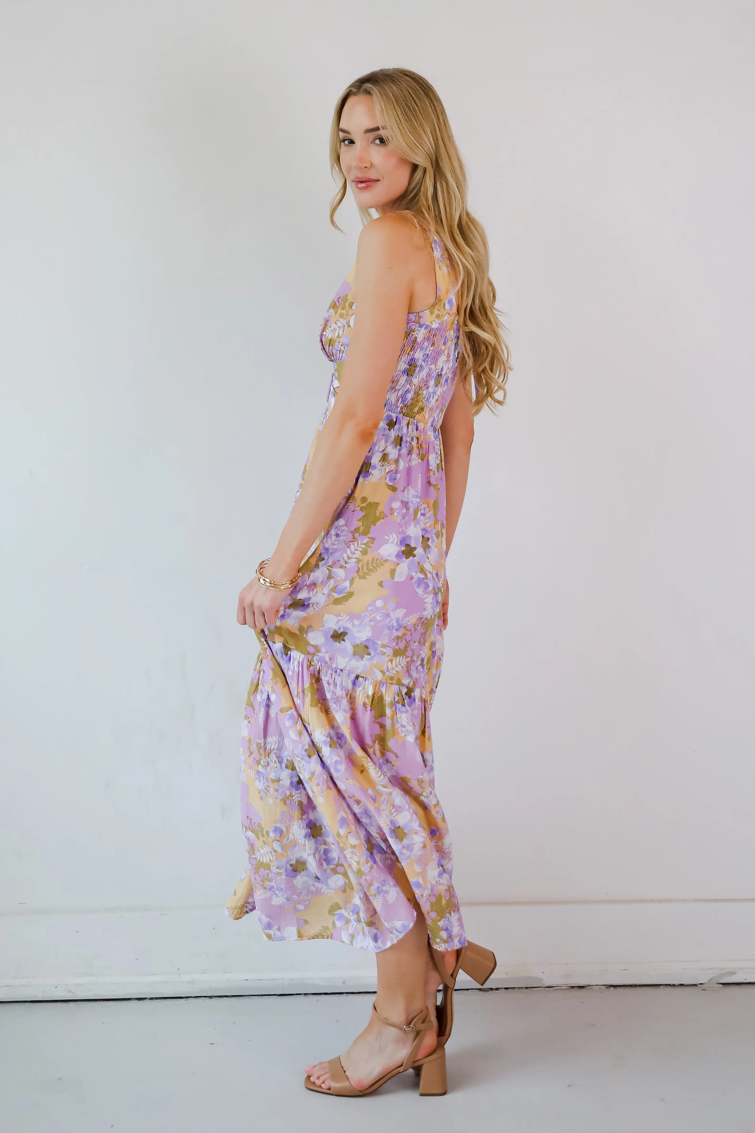 Attractive Radiance Lavender Floral Maxi Dress