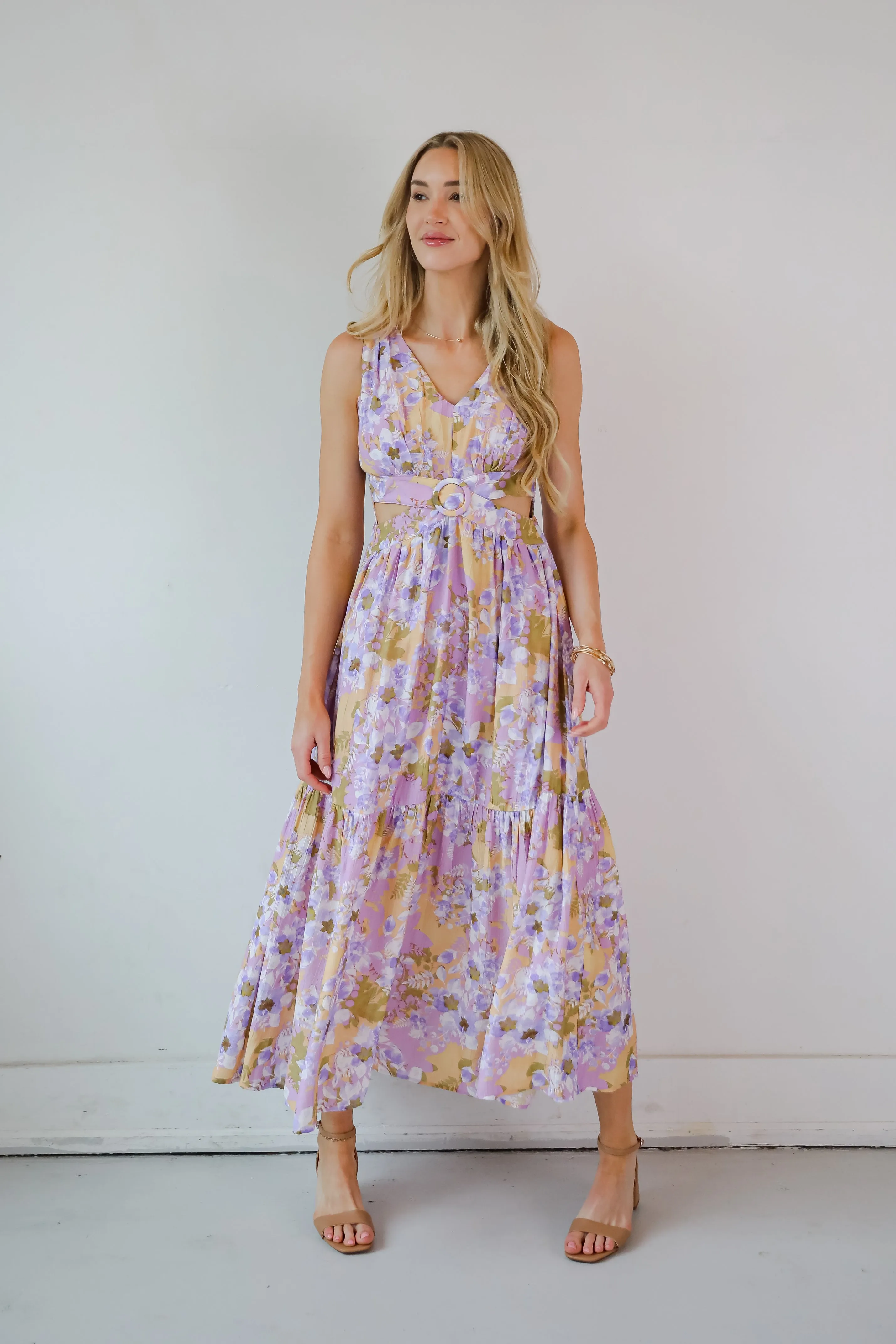 Attractive Radiance Lavender Floral Maxi Dress