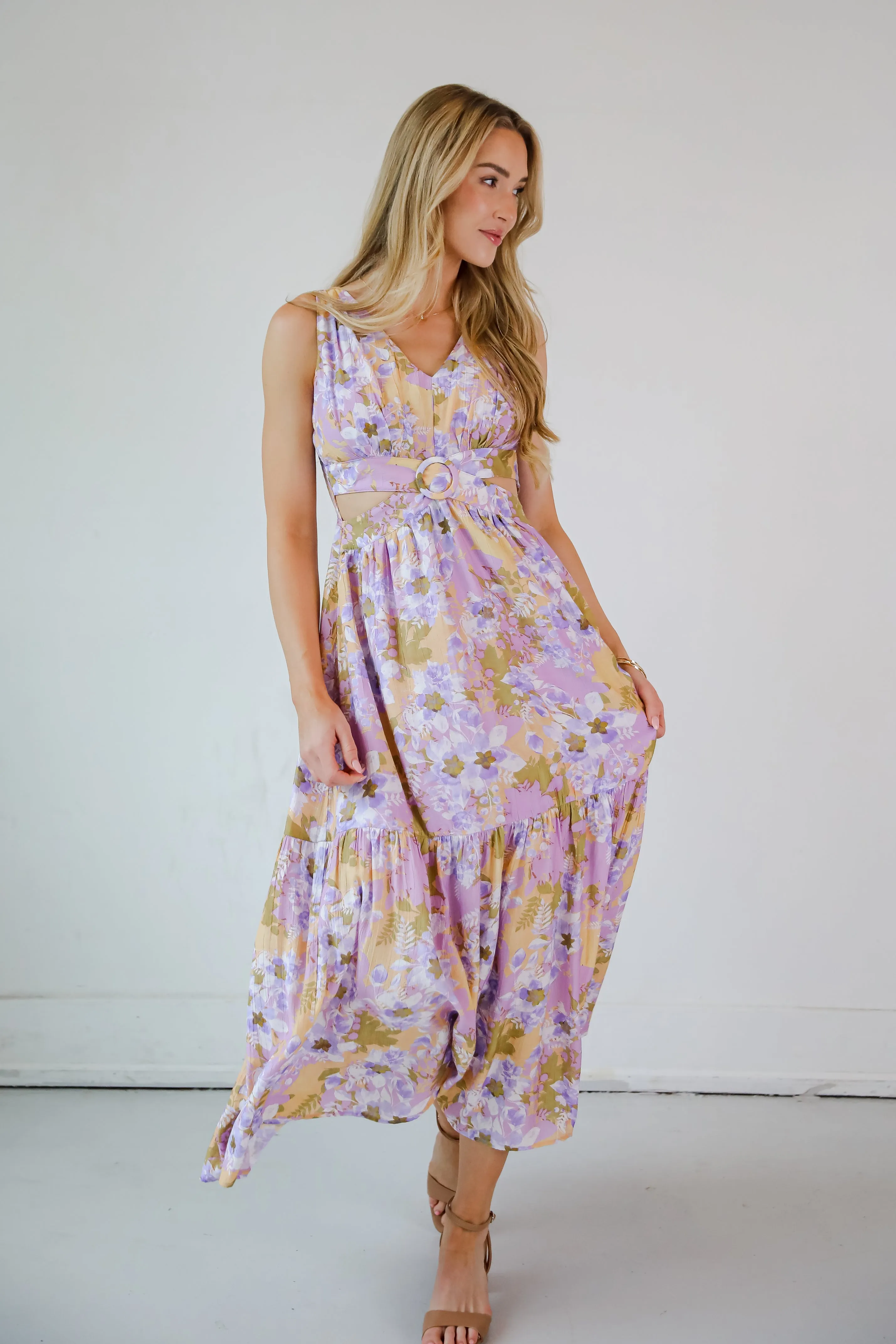 Attractive Radiance Lavender Floral Maxi Dress