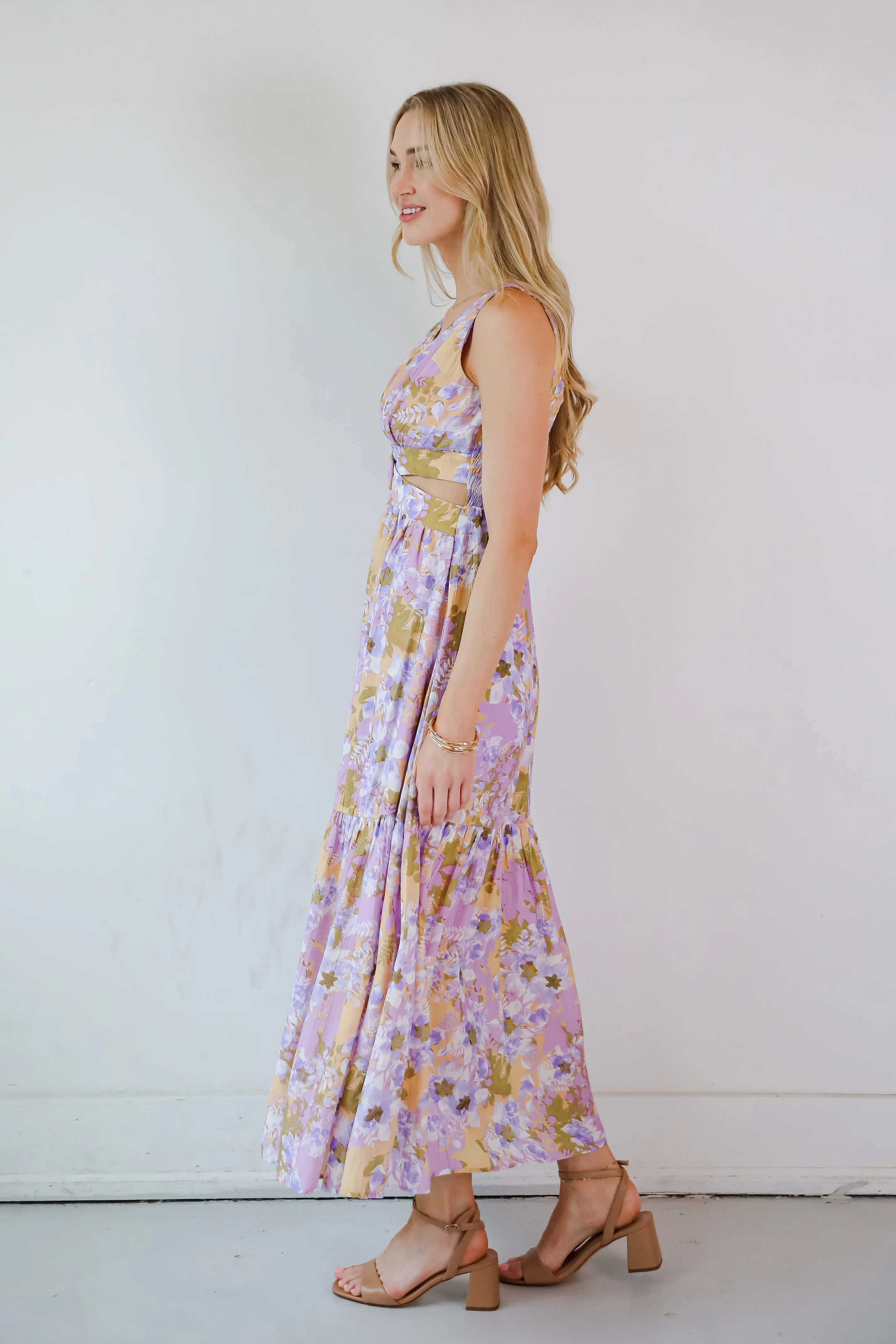 Attractive Radiance Lavender Floral Maxi Dress