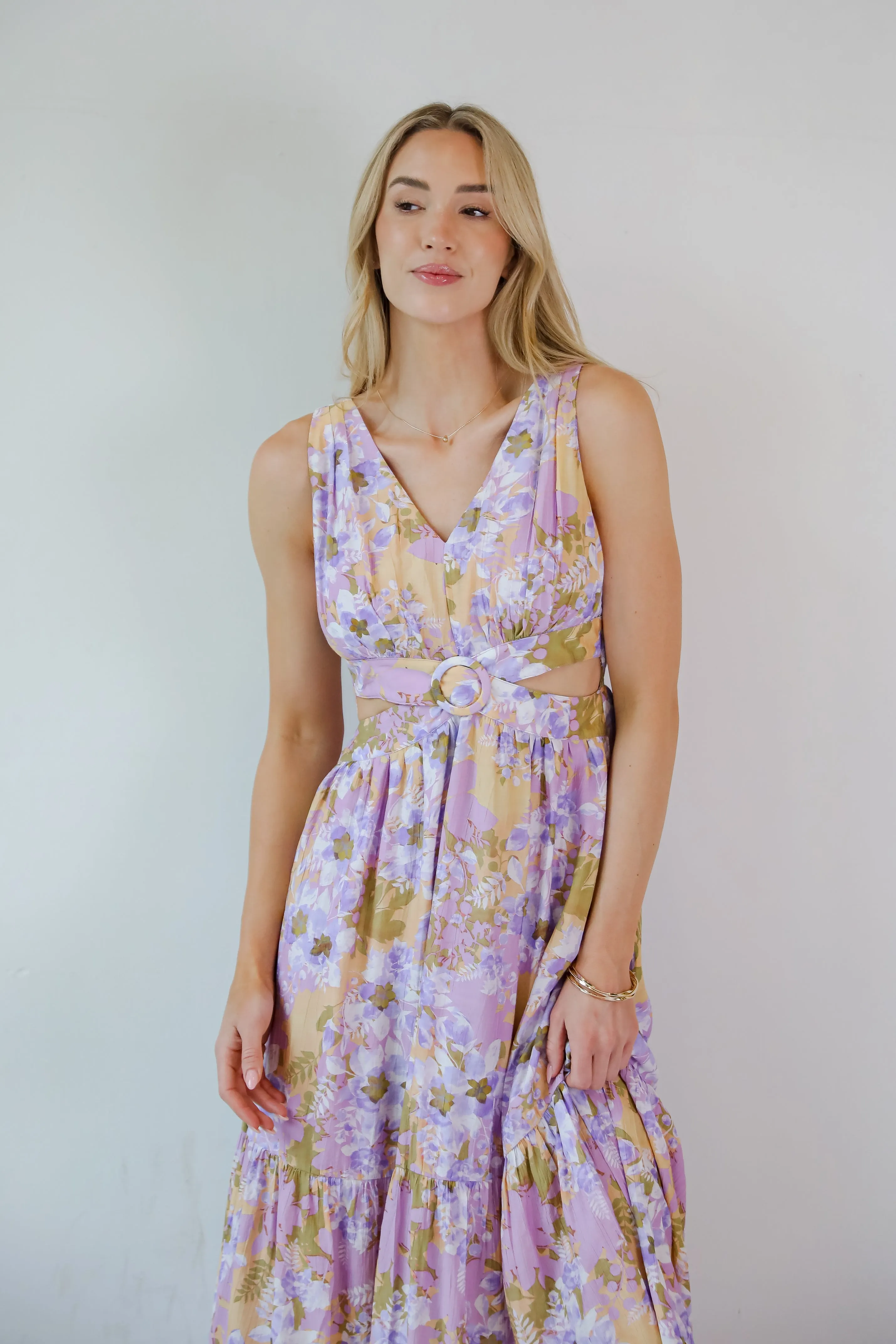 Attractive Radiance Lavender Floral Maxi Dress