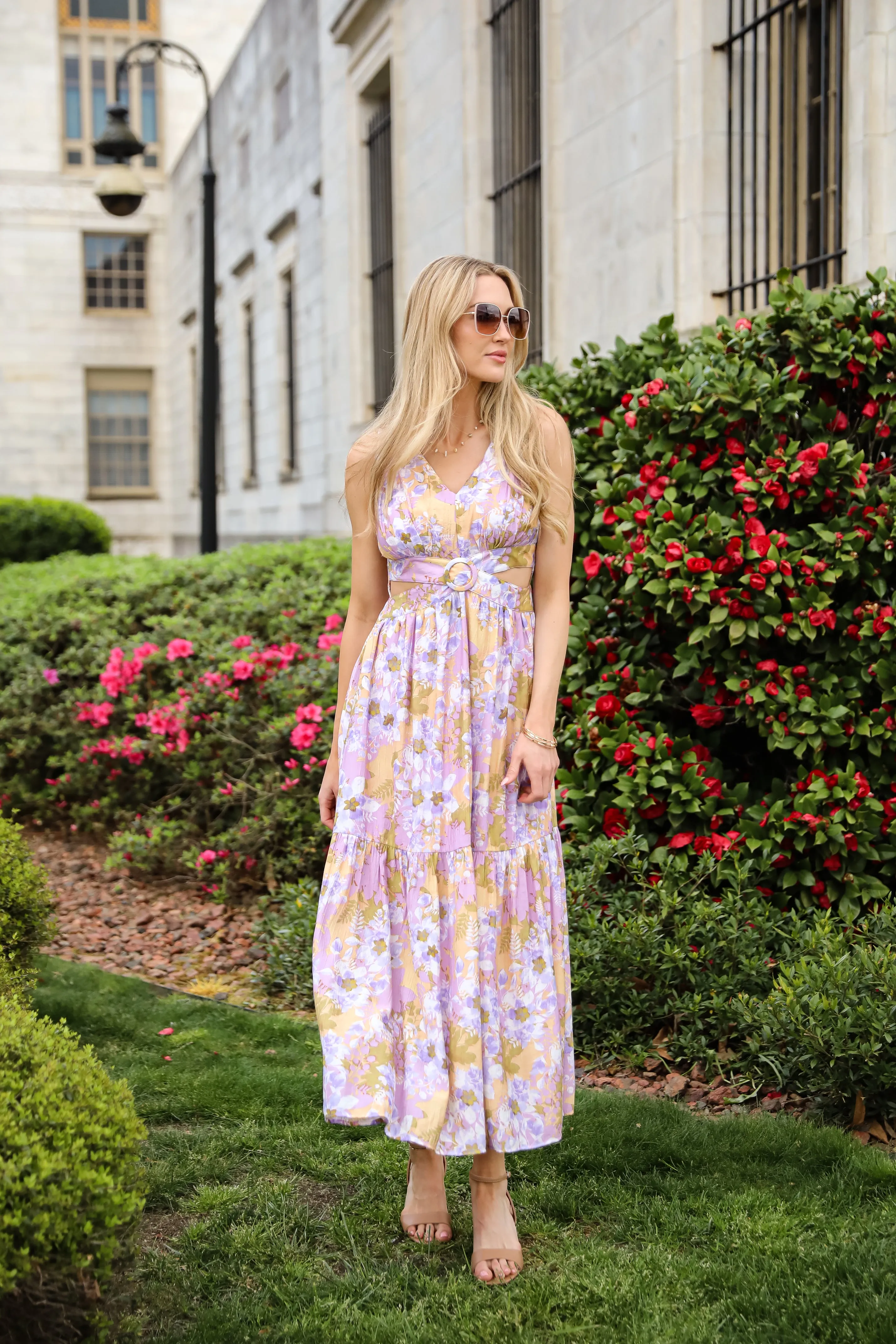 Attractive Radiance Lavender Floral Maxi Dress