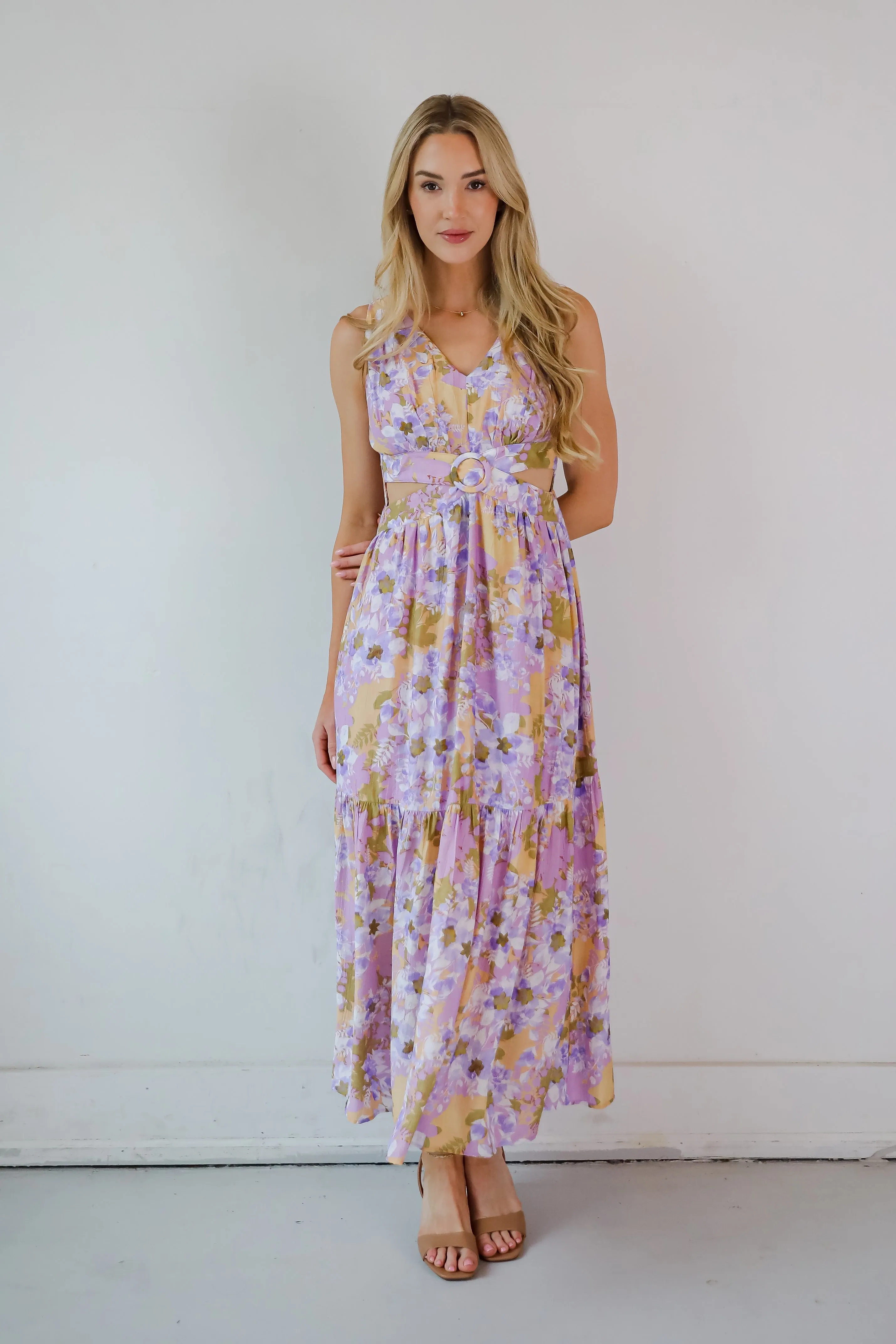 Attractive Radiance Lavender Floral Maxi Dress