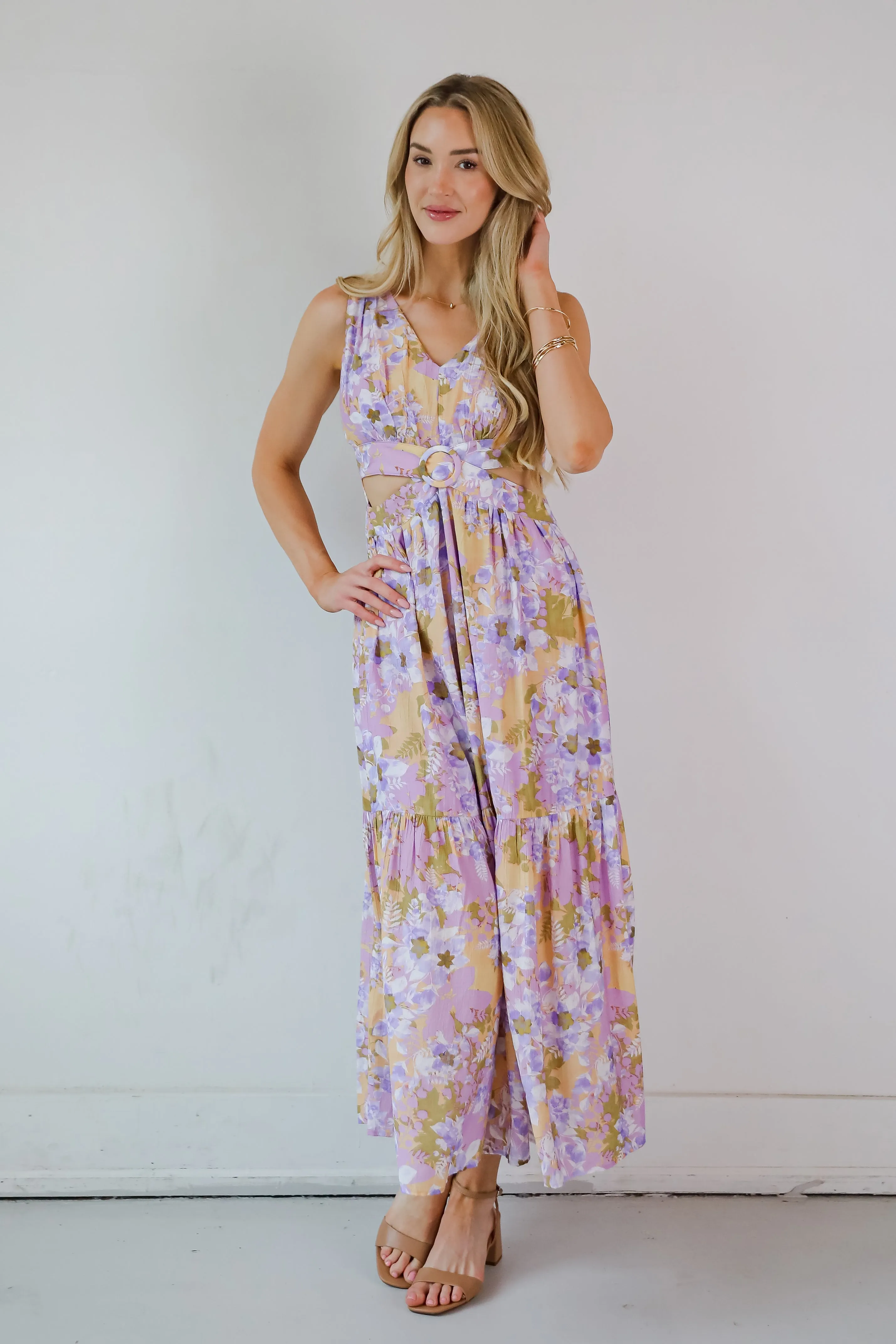 Attractive Radiance Lavender Floral Maxi Dress