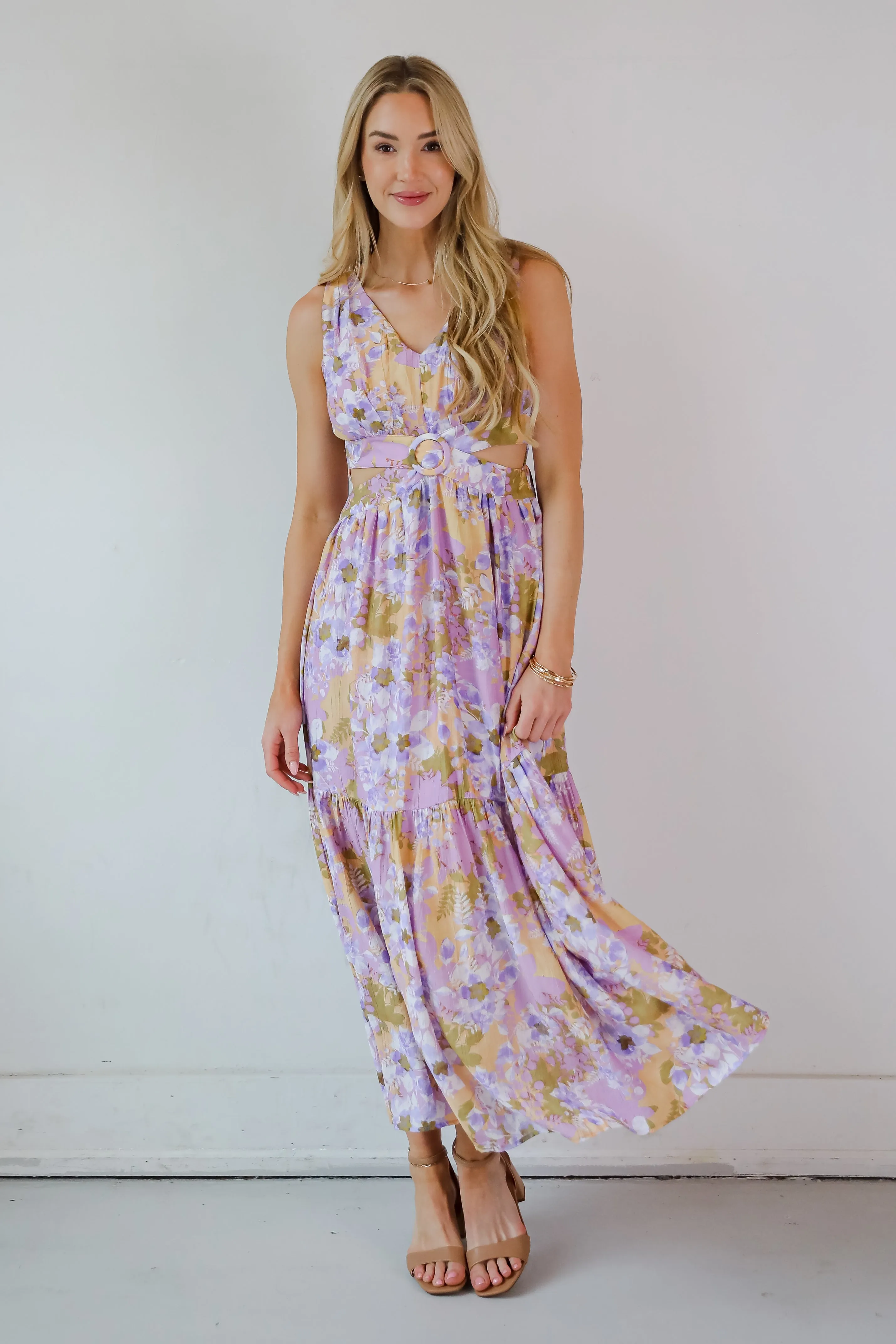 Attractive Radiance Lavender Floral Maxi Dress