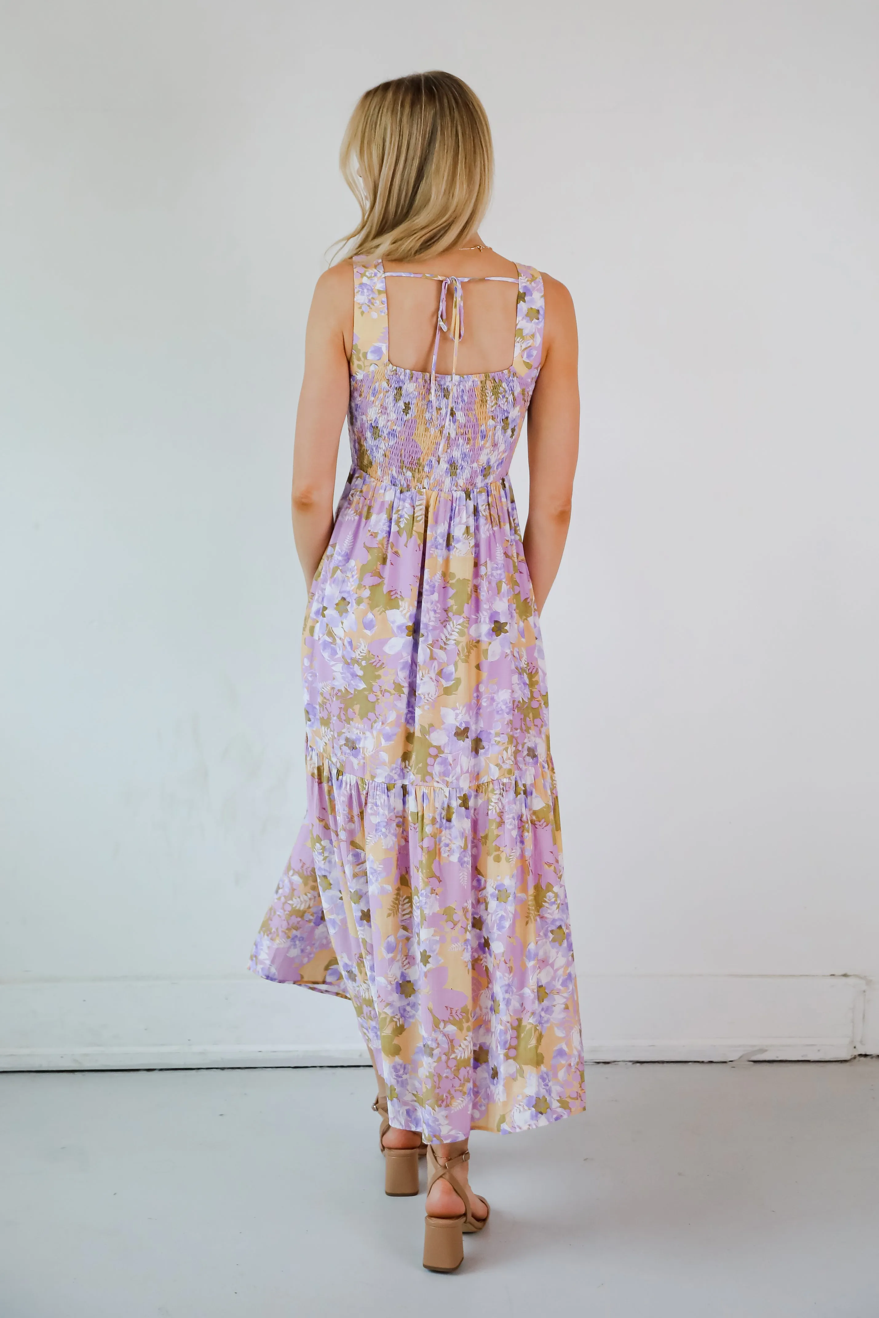 Attractive Radiance Lavender Floral Maxi Dress