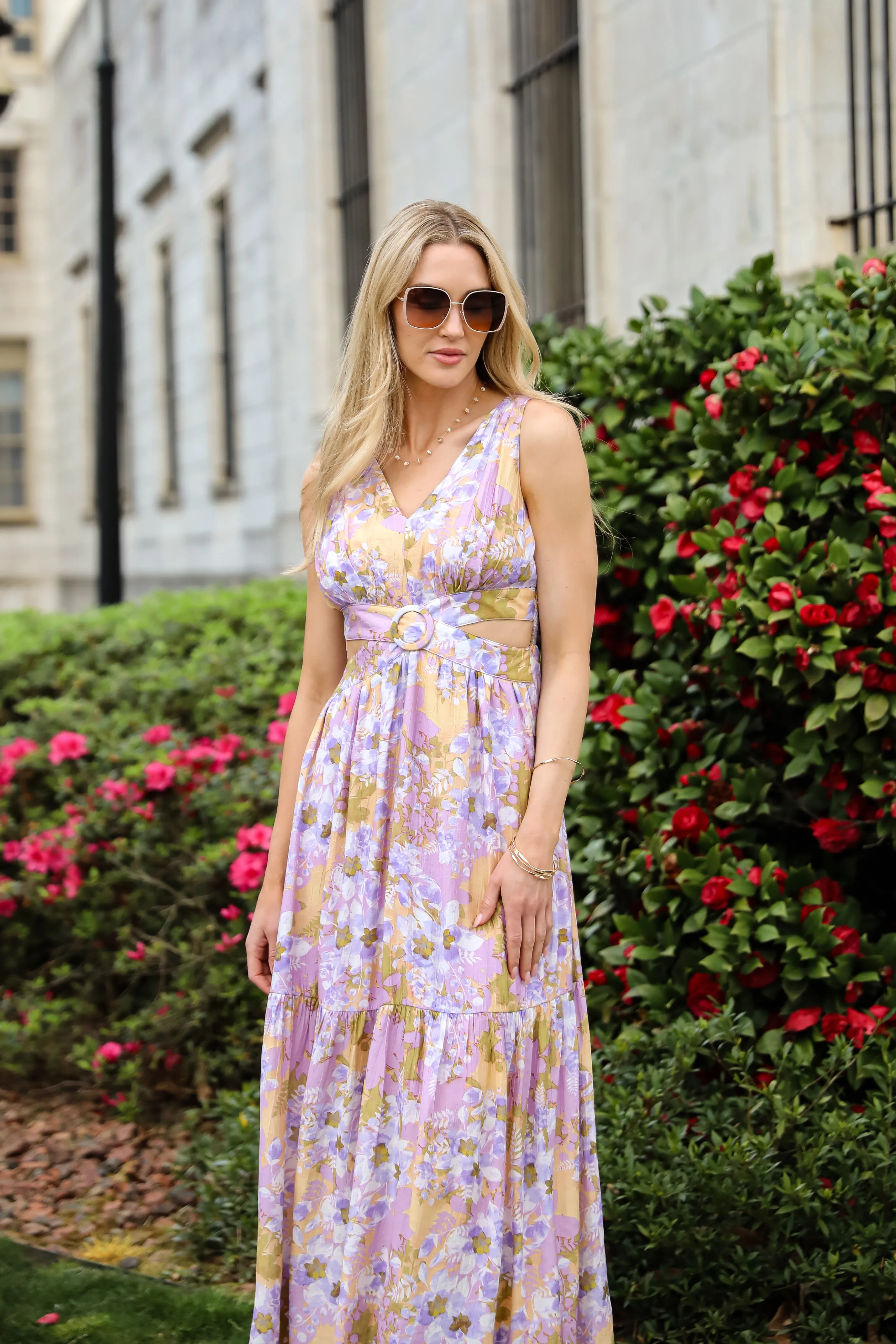 Attractive Radiance Lavender Floral Maxi Dress