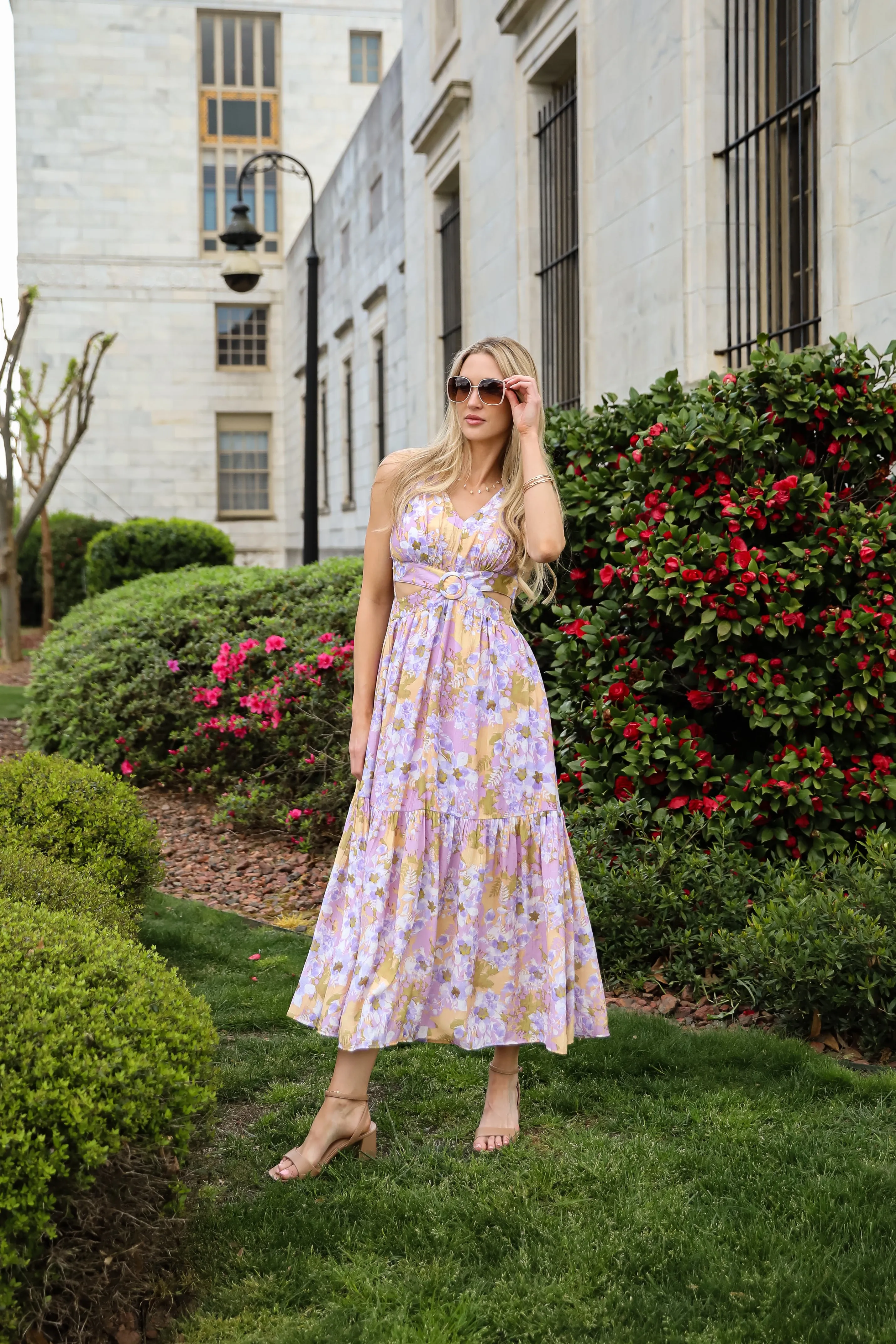 Attractive Radiance Lavender Floral Maxi Dress