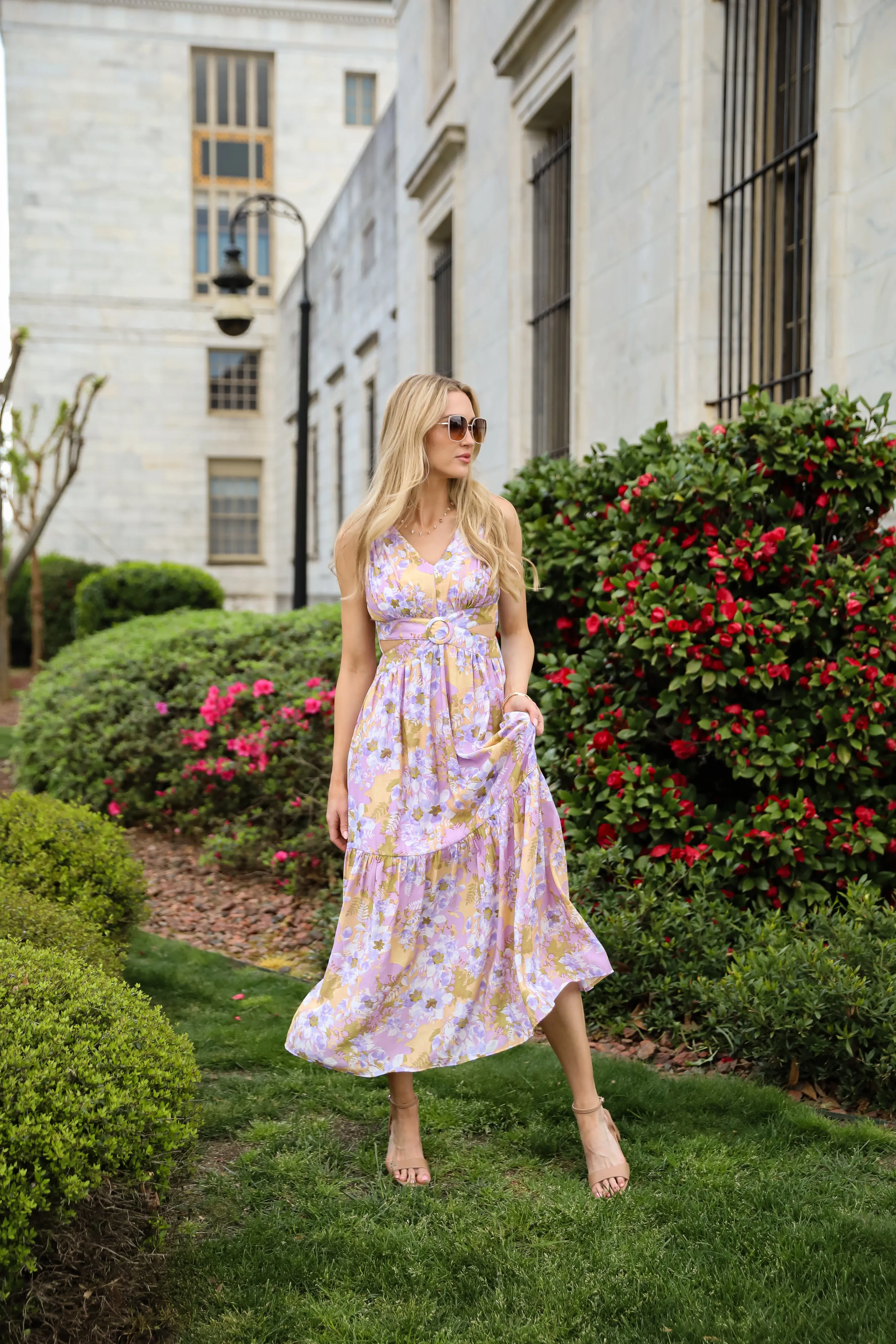 Attractive Radiance Lavender Floral Maxi Dress