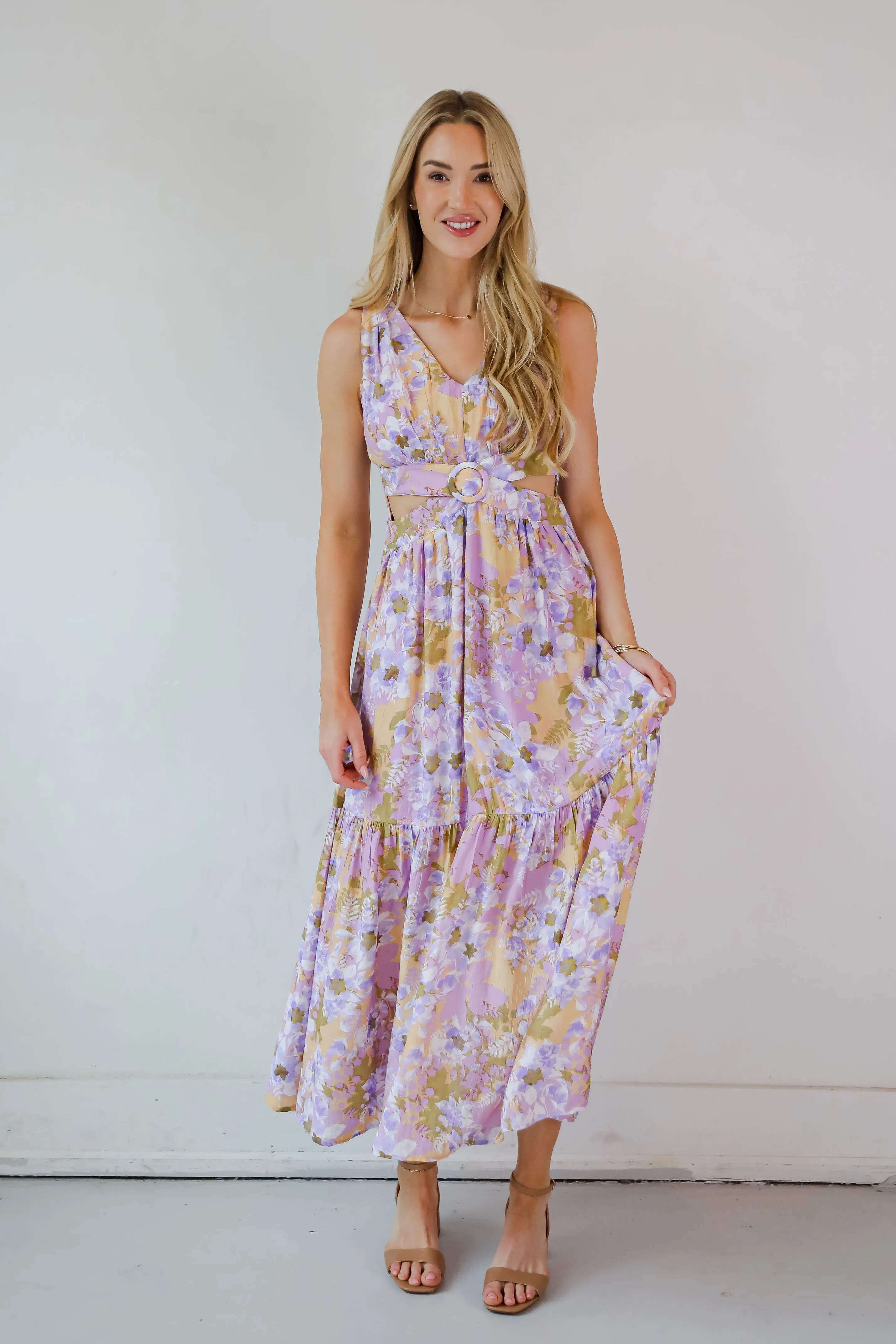 Attractive Radiance Lavender Floral Maxi Dress