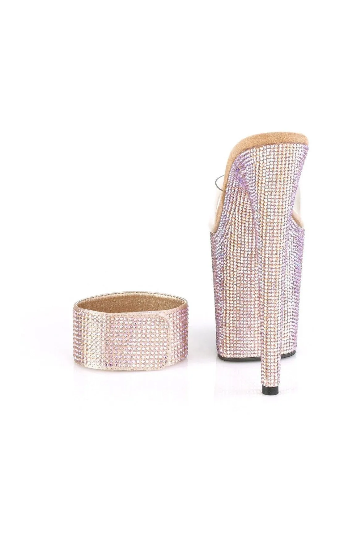 BEJEWELED-812RS Exotic Sandal | Rose Gold Vinyl