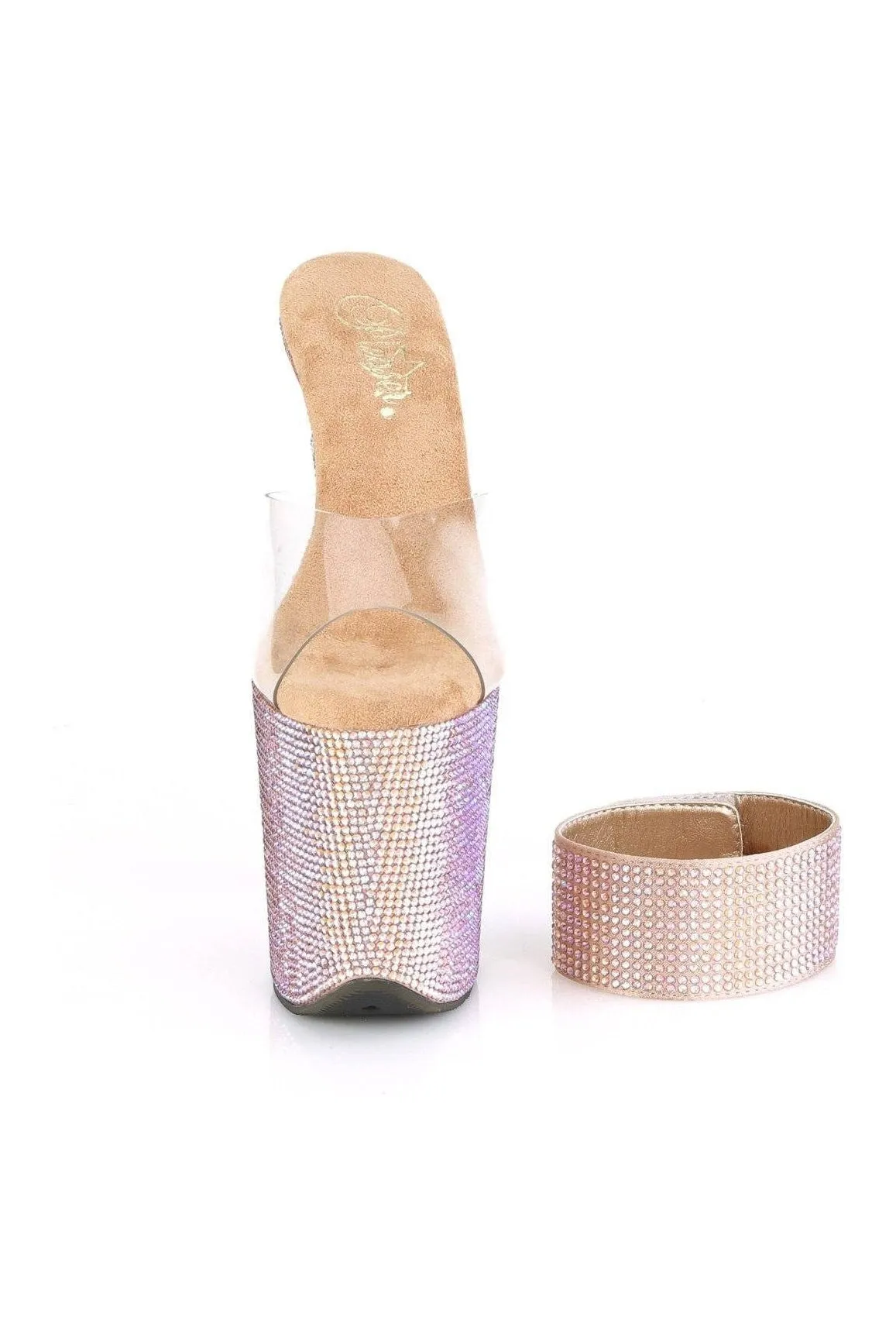 BEJEWELED-812RS Exotic Sandal | Rose Gold Vinyl