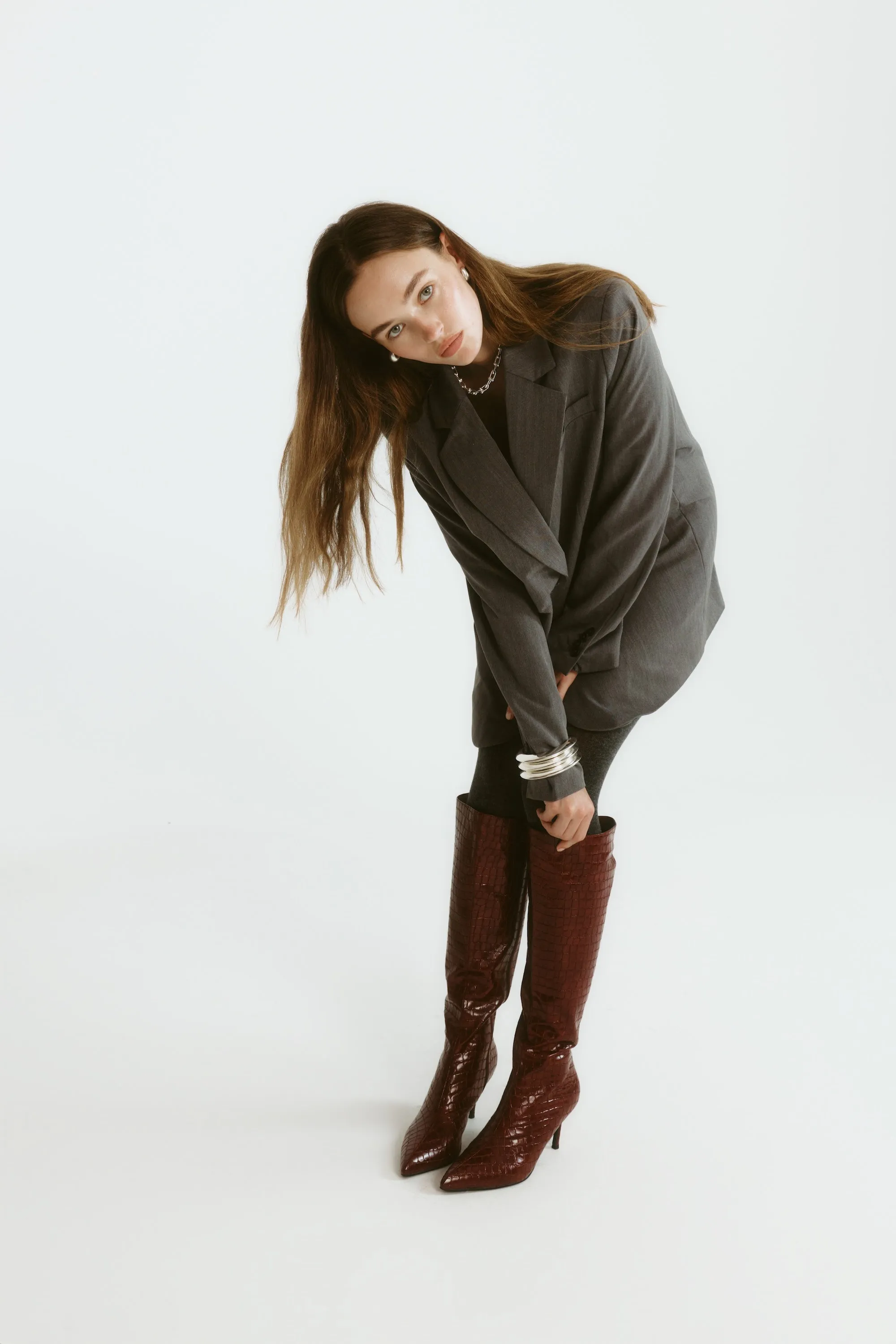 Bessie Tall Boots - Wine Croc