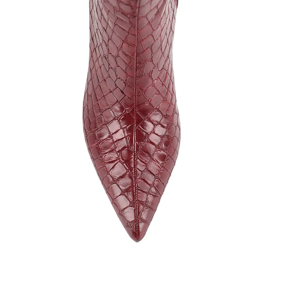 Bessie Tall Boots - Wine Croc