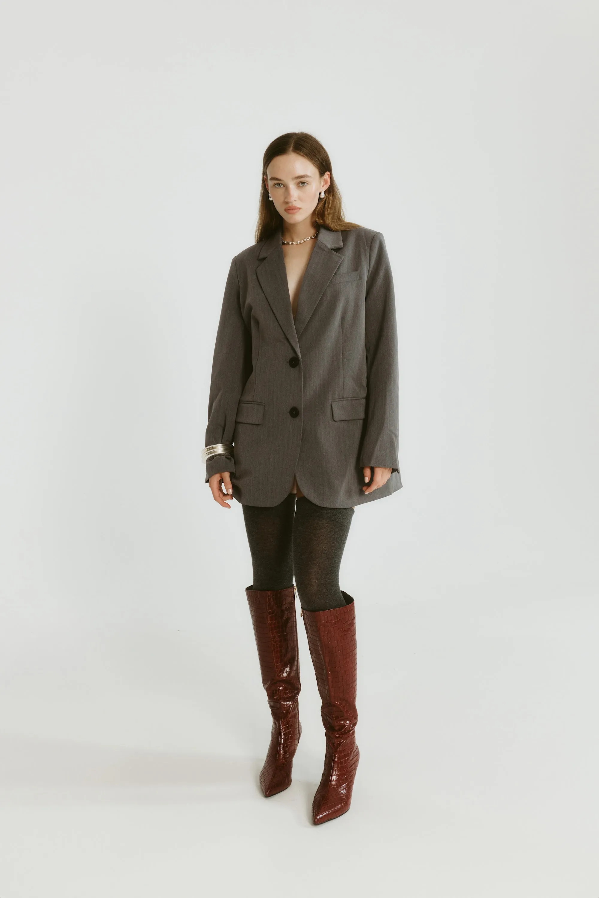 Bessie Tall Boots - Wine Croc