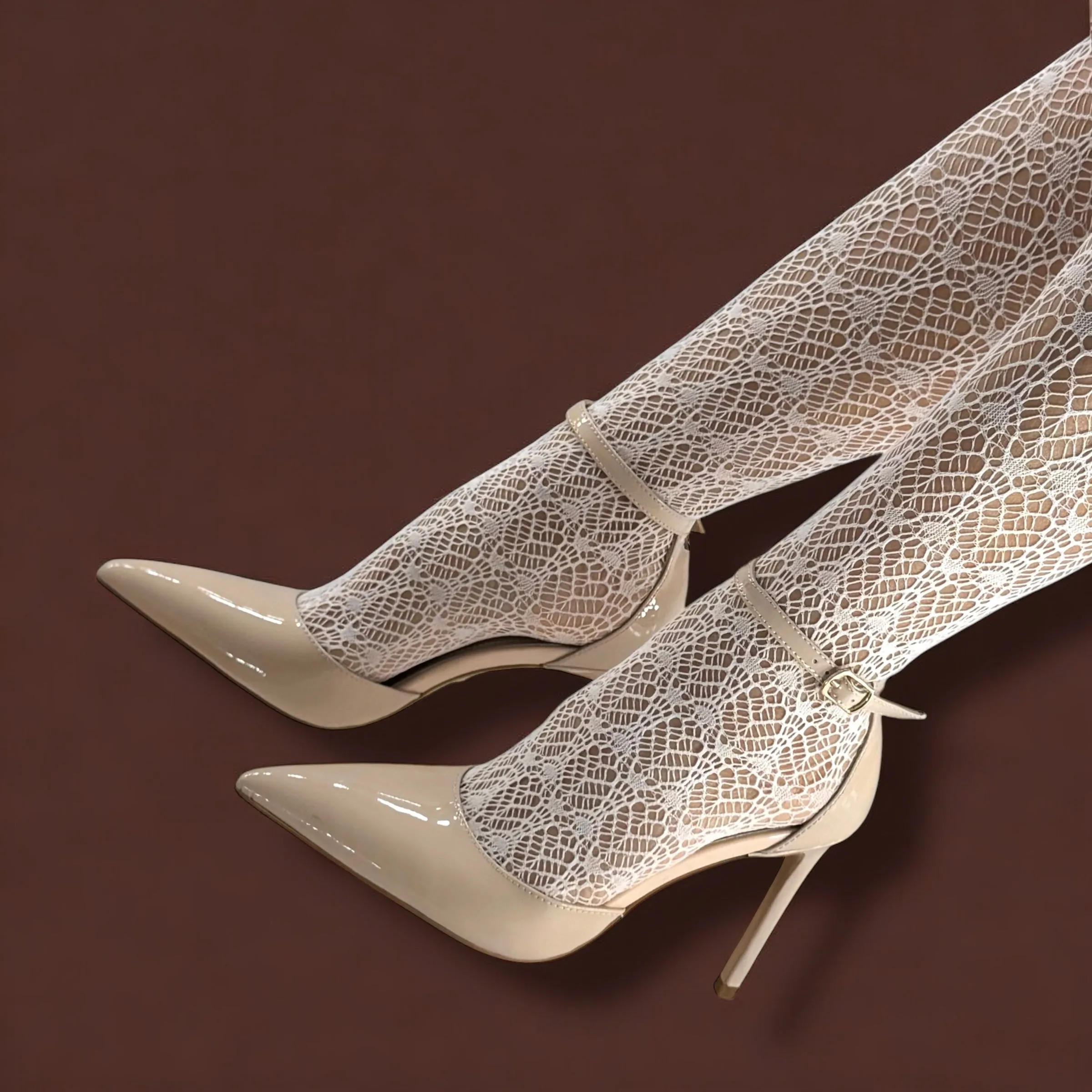 *BIANCA  BEIGE - classic ankle strap pumps