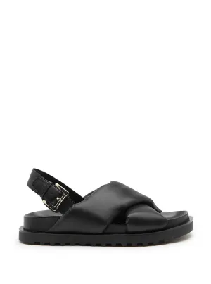 Black Quilted Fabulus Flat Sandals