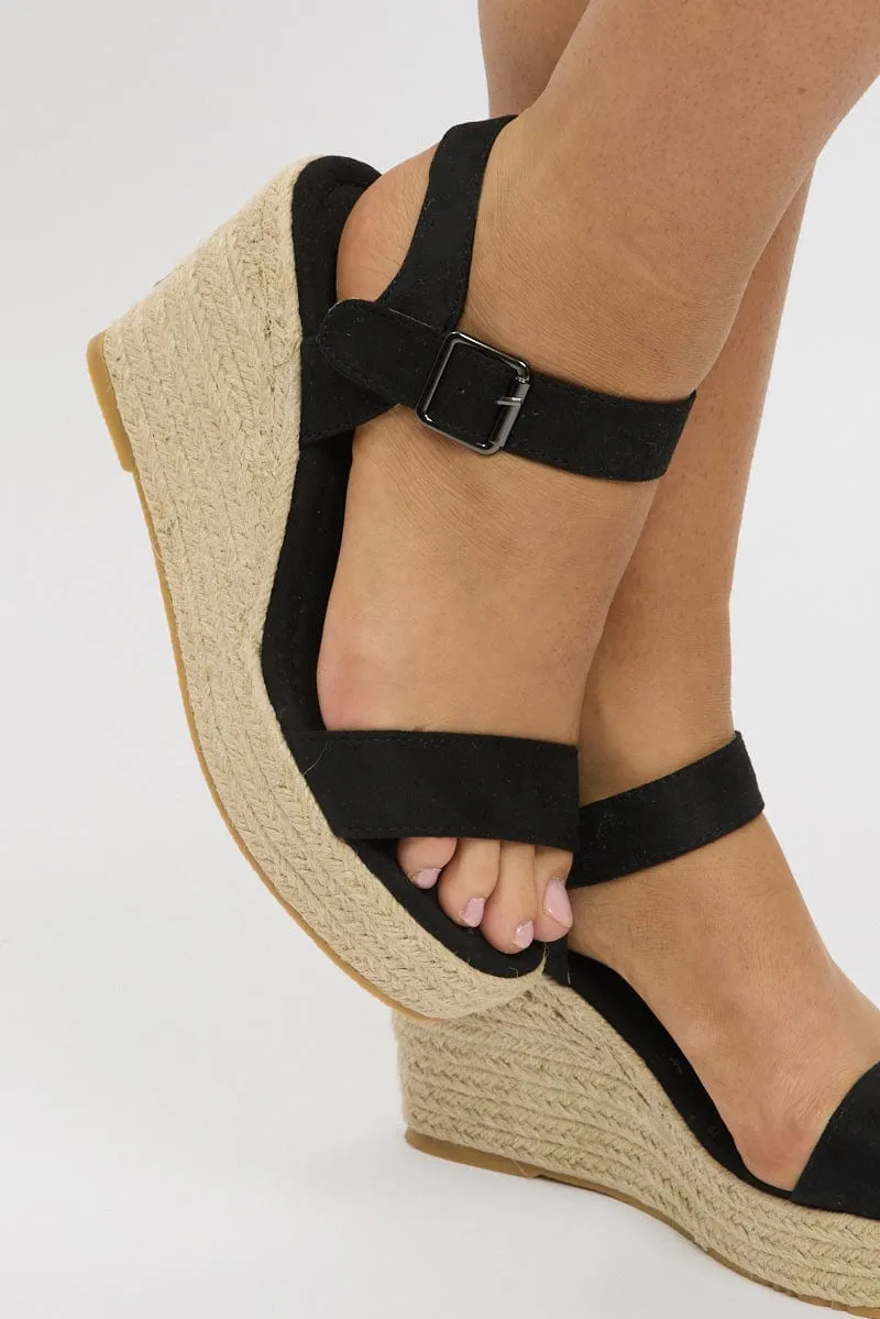 Black Wedge Espadrilles Sandals