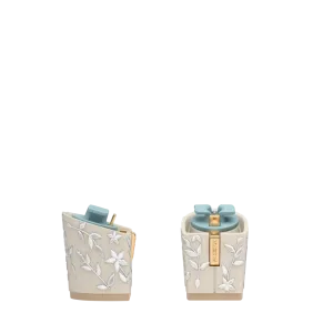 Block Heel Kit 3 Ivory Floral Embroidery