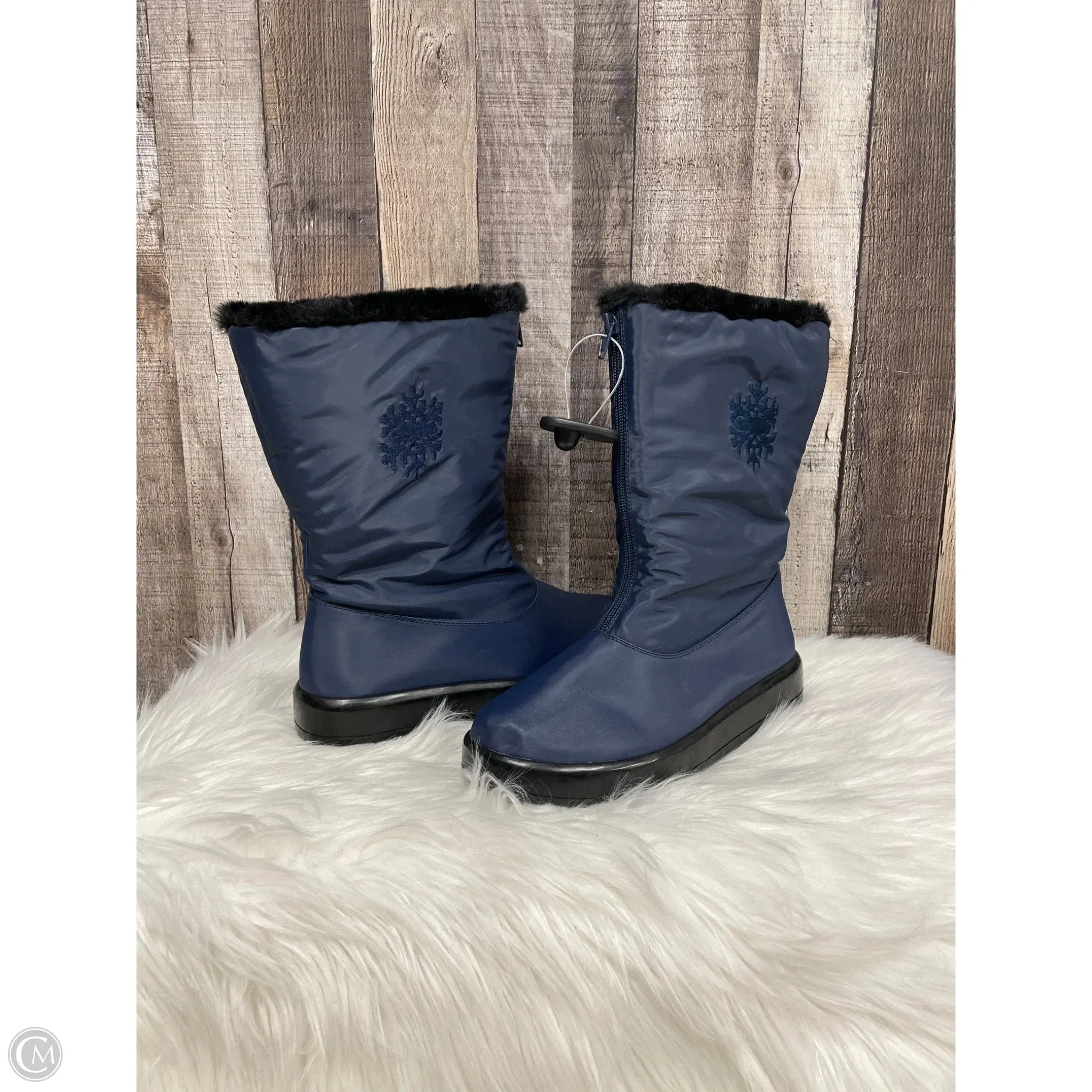 Boots Mid-calf Flats By Comfortview In Navy, Size: 9