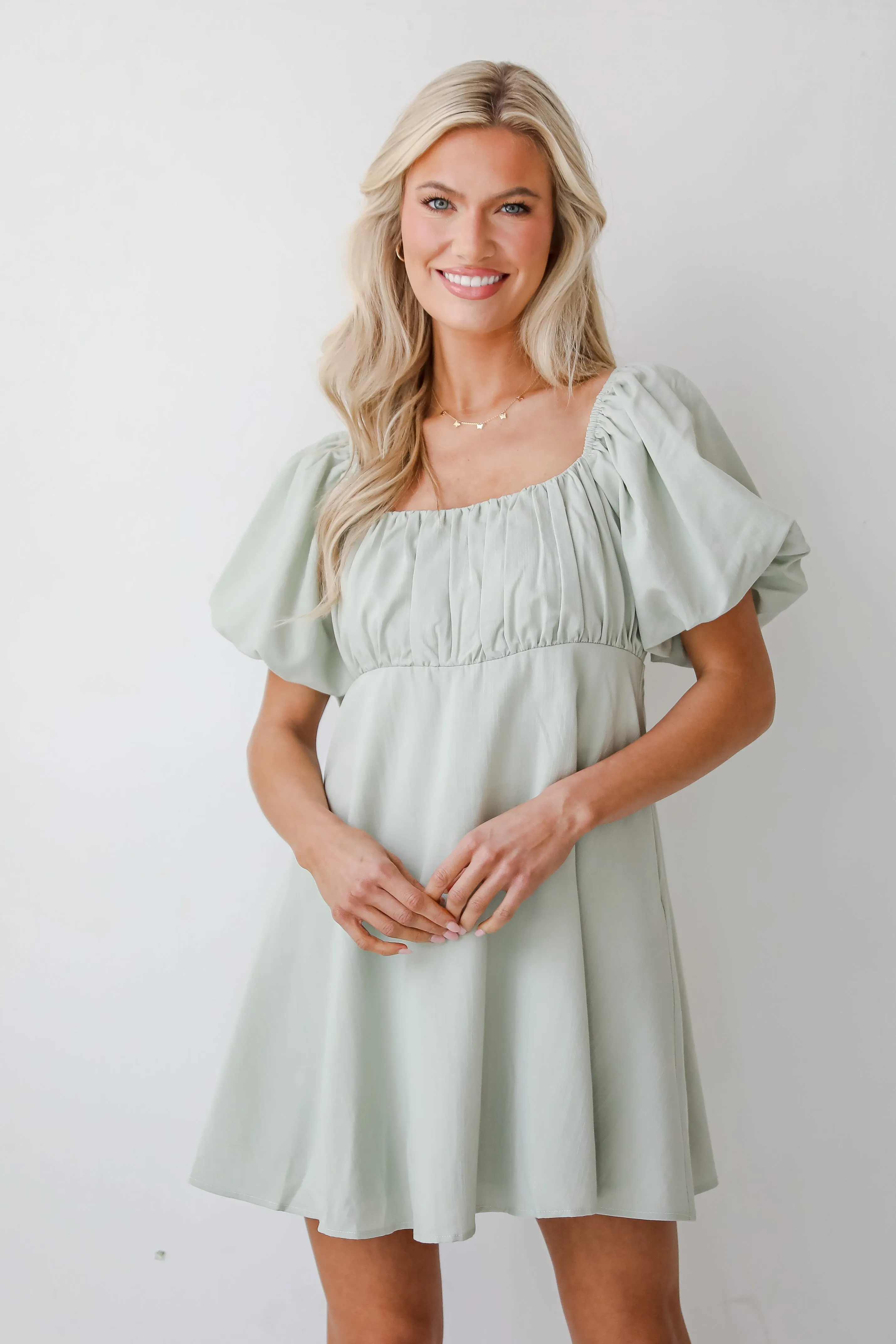 Bright Charm Sage Mini Dress