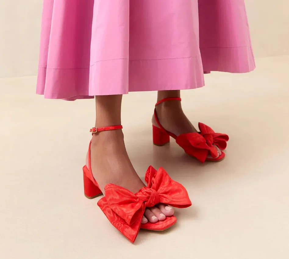Carmen Red Moiré Bow Sandal