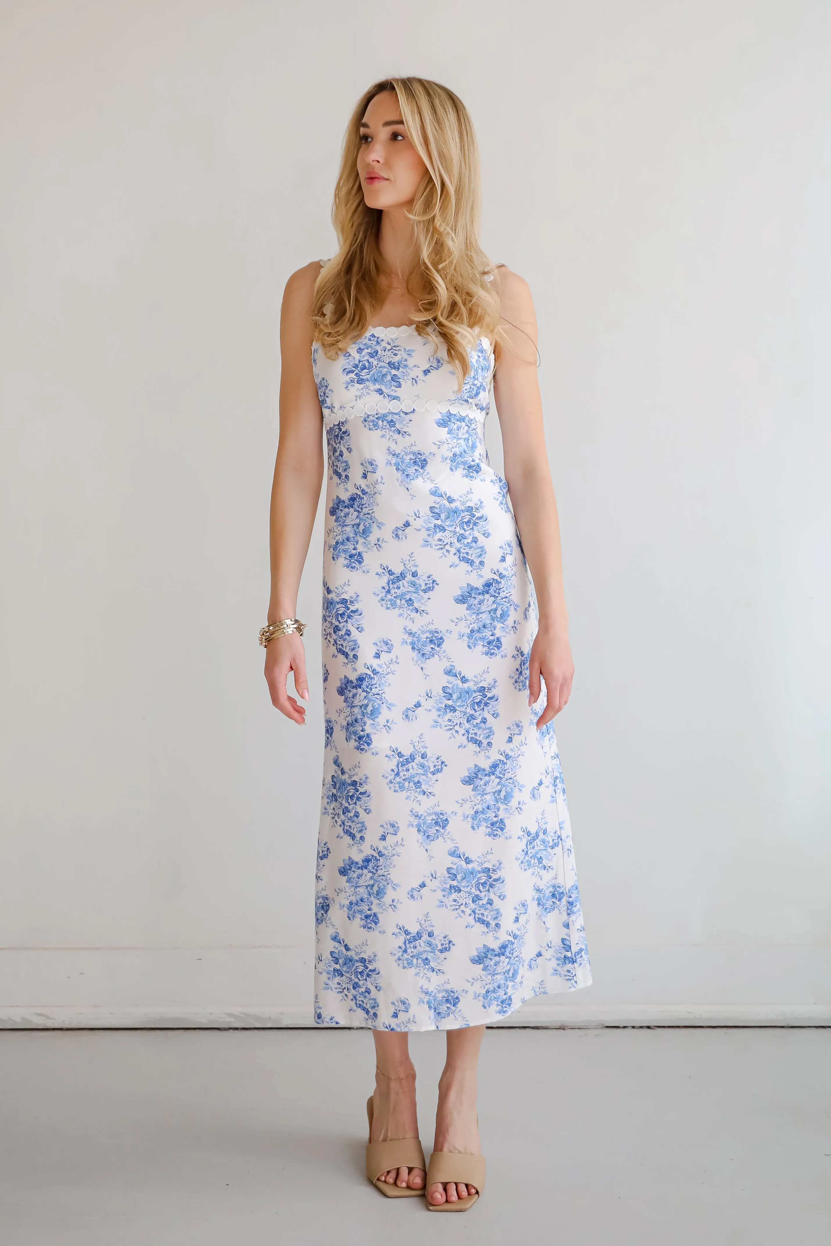 Divinely Sunny White Floral Maxi Dress