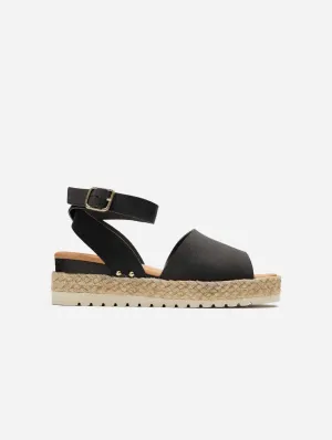 Dragon Women's Vegan Suede Espadrille Sandals | Black