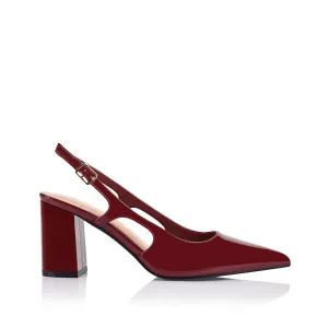 Elton Slingback Block Heels - Wine Patent