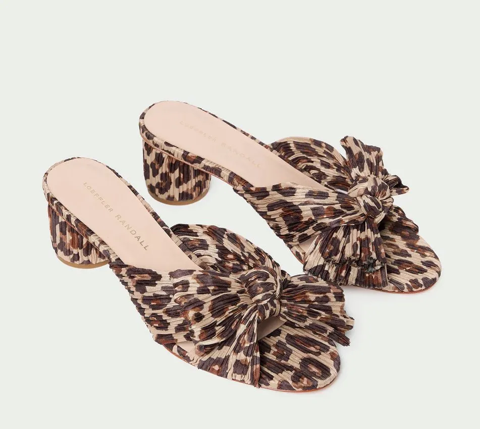 Emilia Leopard Pleated Bow Sandal