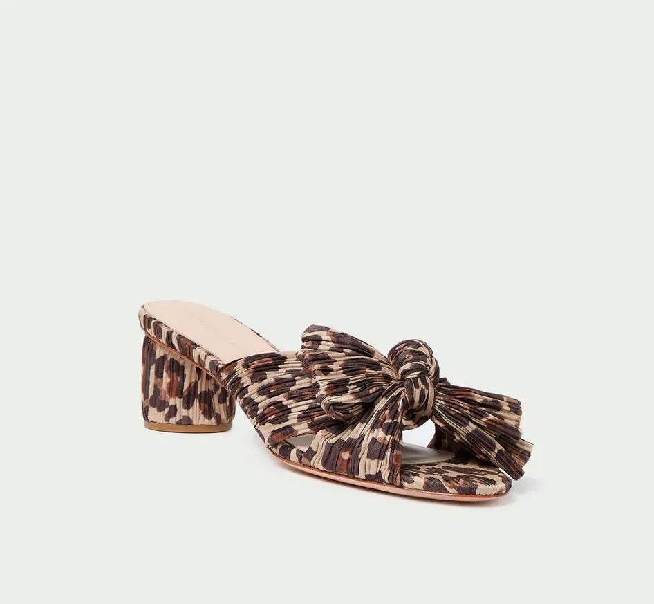 Emilia Leopard Pleated Bow Sandal