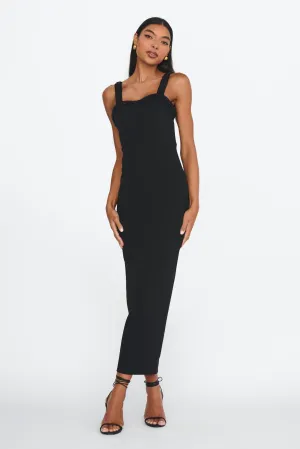 Emina Bead Trim Maxi Dress Black