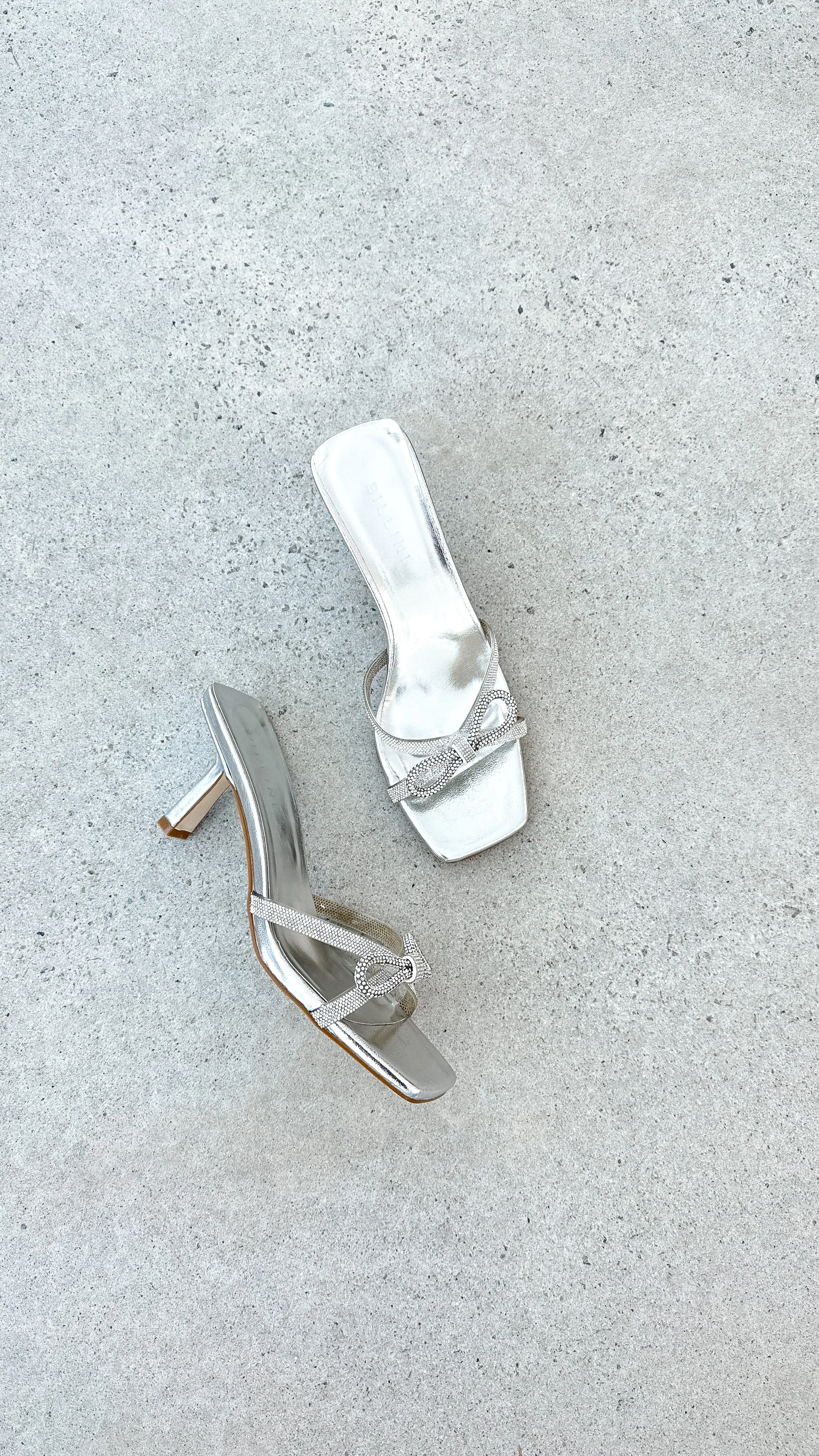 Fabia Heel - Silver Metallic Diamante