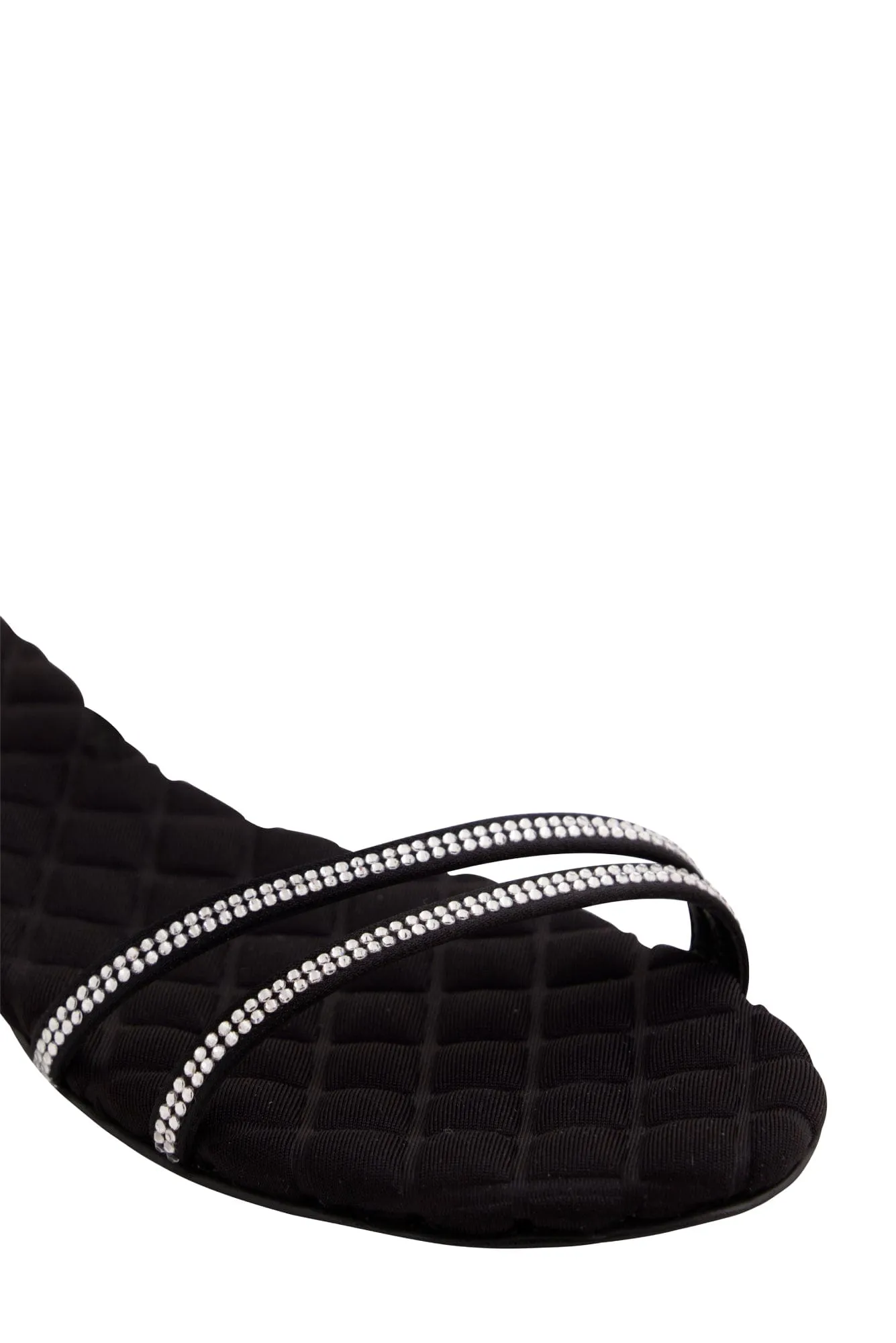 Faye Vegan Cotton Cushioned Sandals | Black Crystal