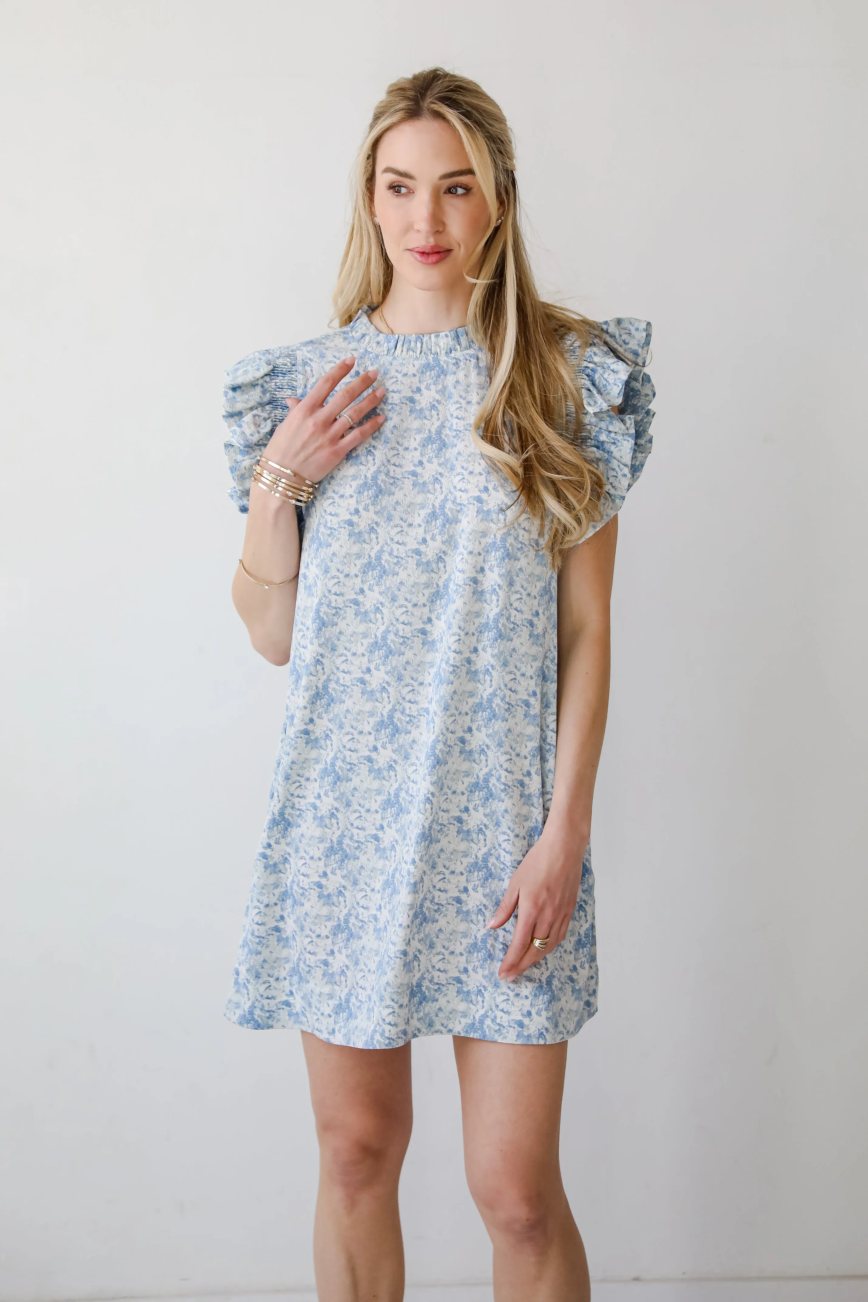 Feminine Find Blue Ruffle Mini Dress