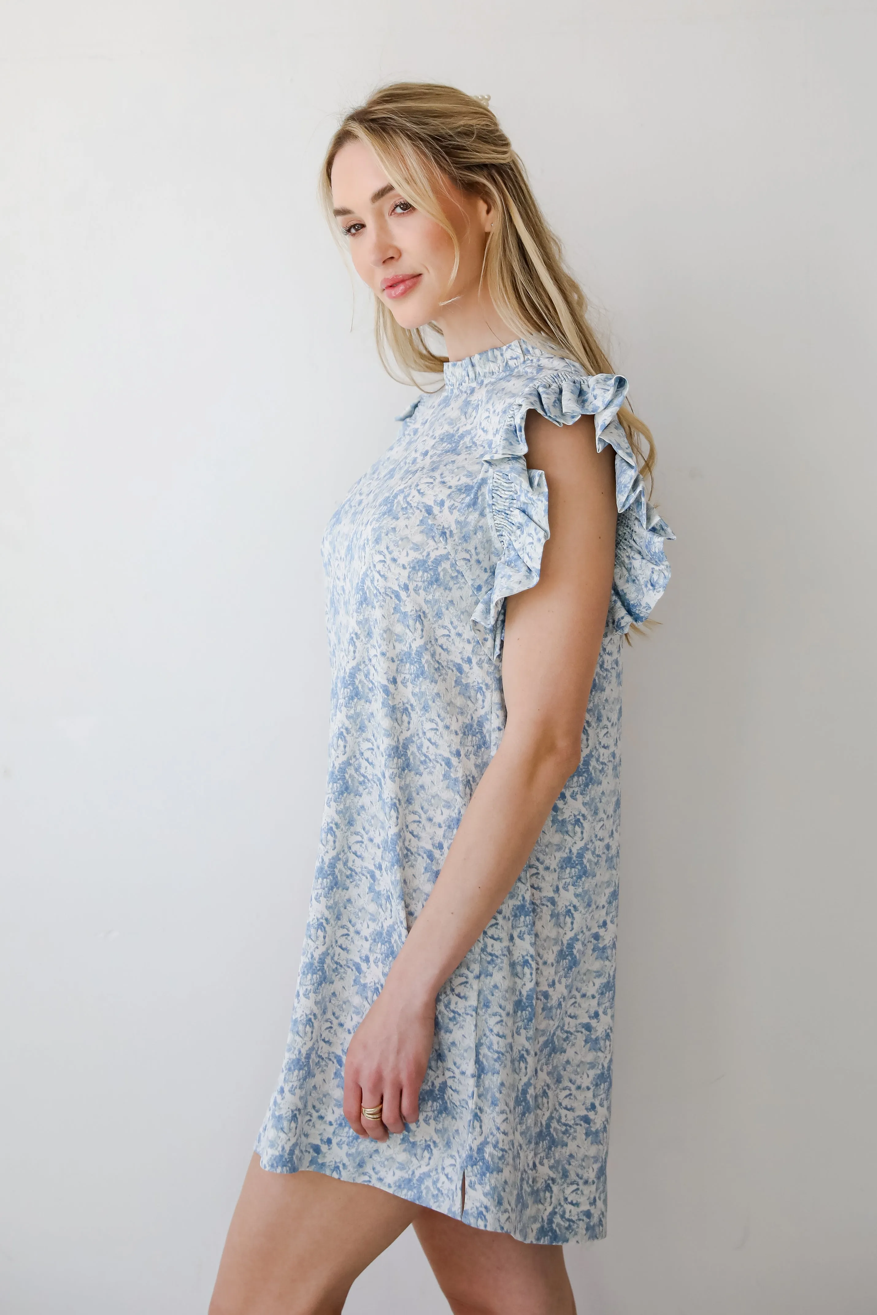 Feminine Find Blue Ruffle Mini Dress