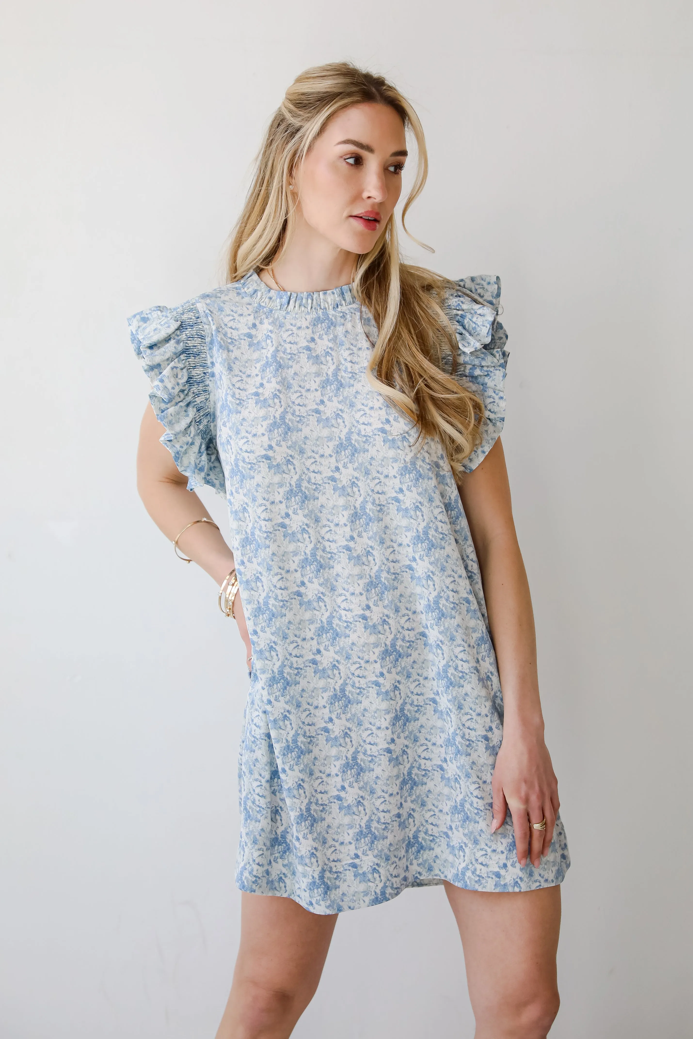 Feminine Find Blue Ruffle Mini Dress