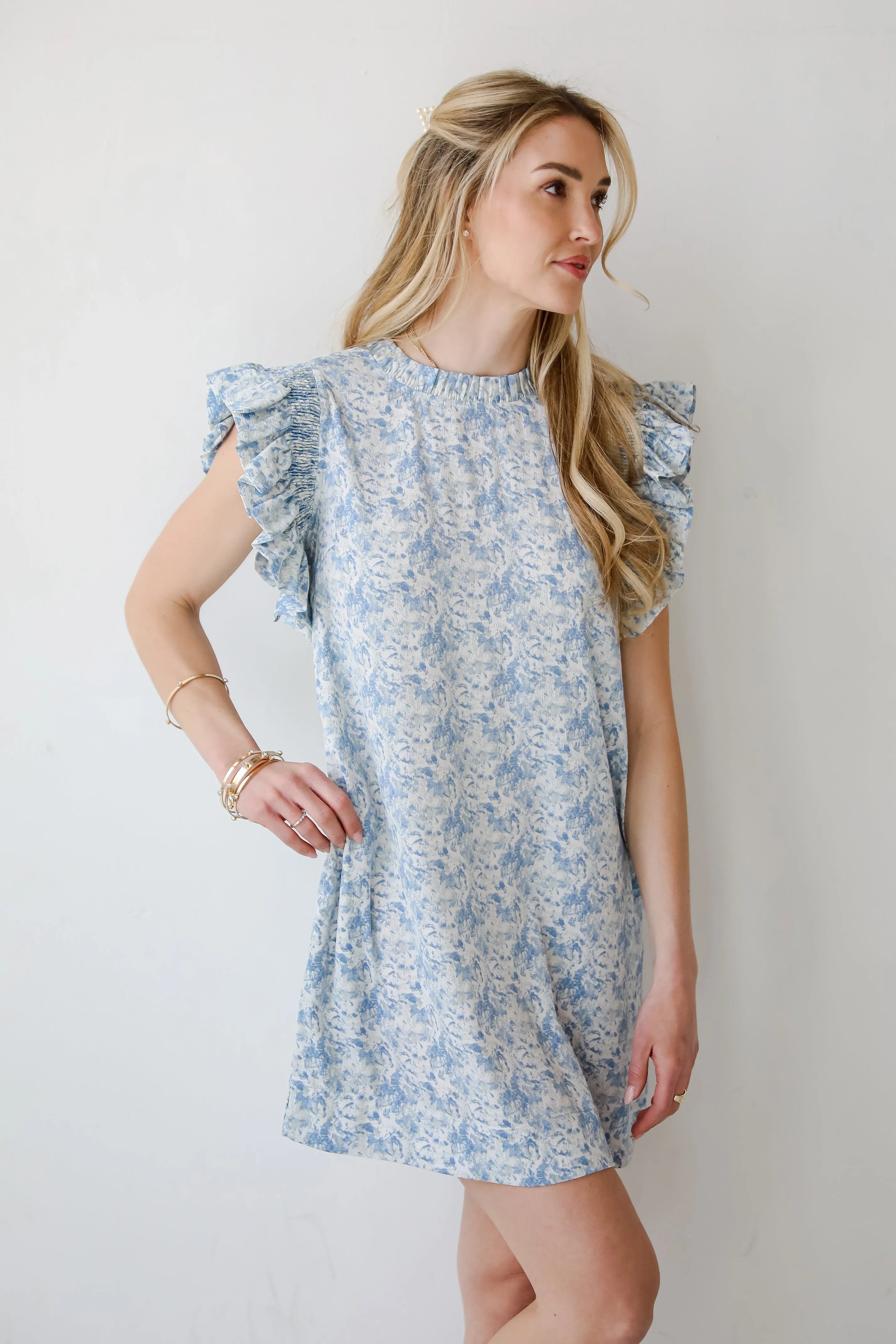 Feminine Find Blue Ruffle Mini Dress