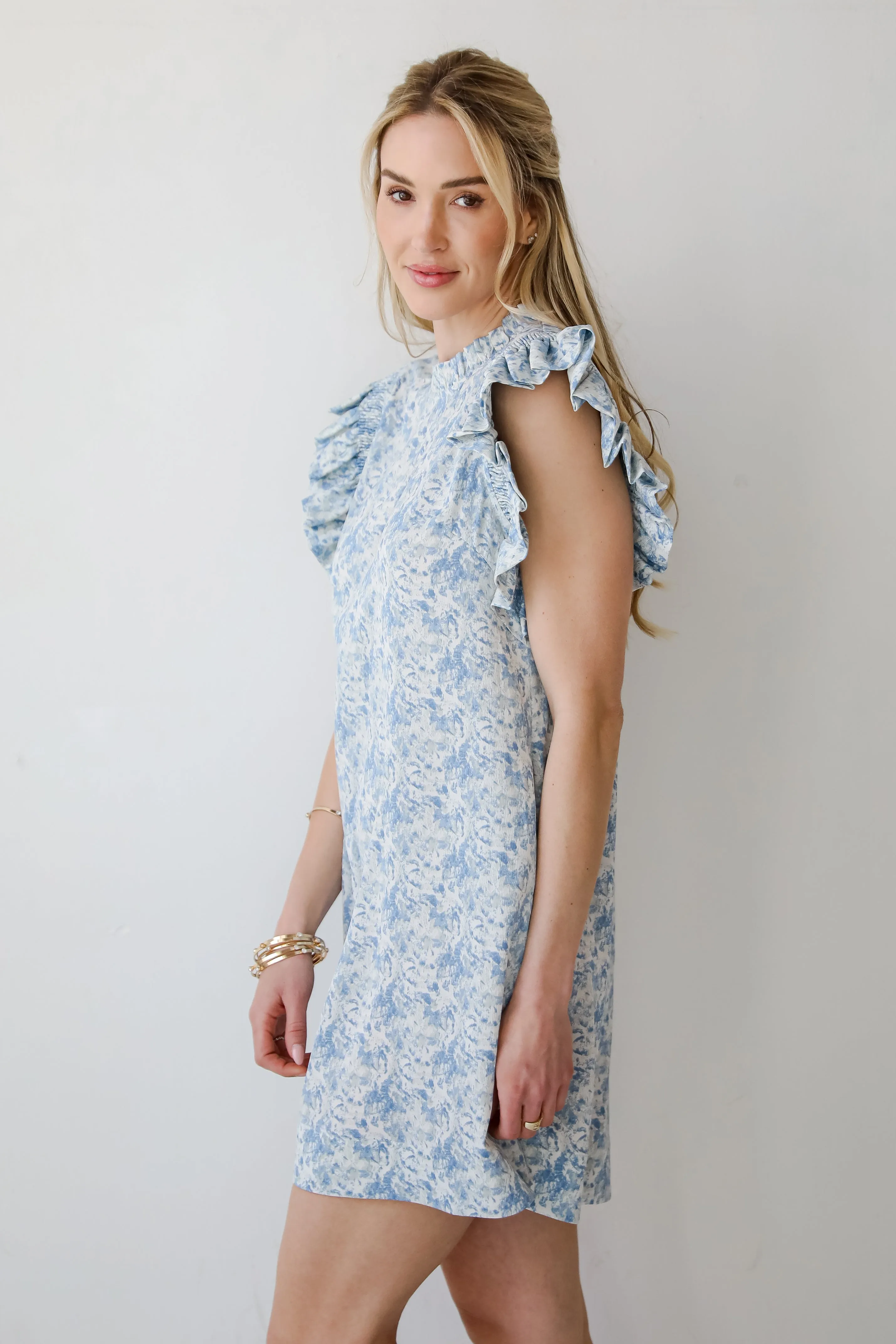 Feminine Find Blue Ruffle Mini Dress