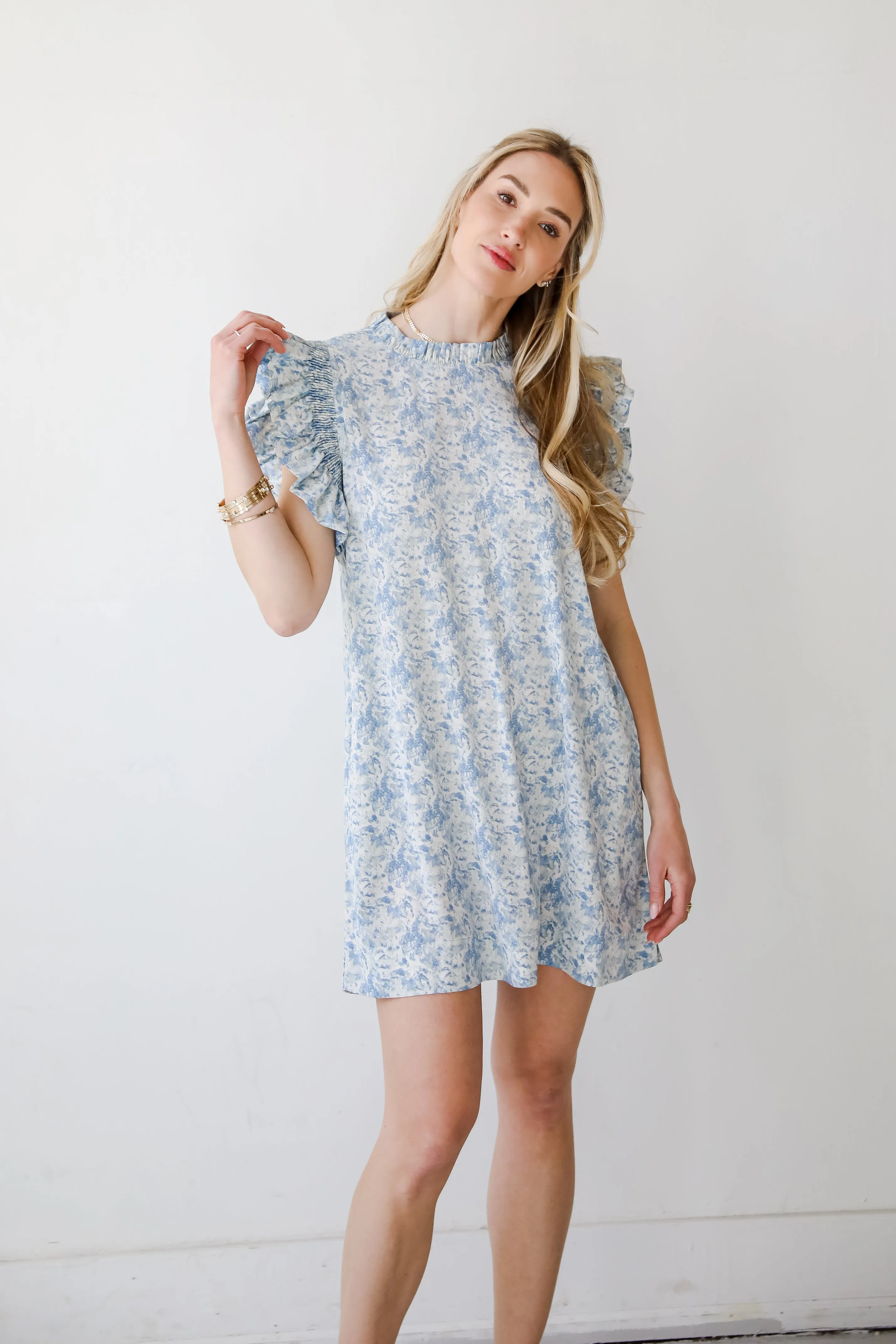 Feminine Find Blue Ruffle Mini Dress