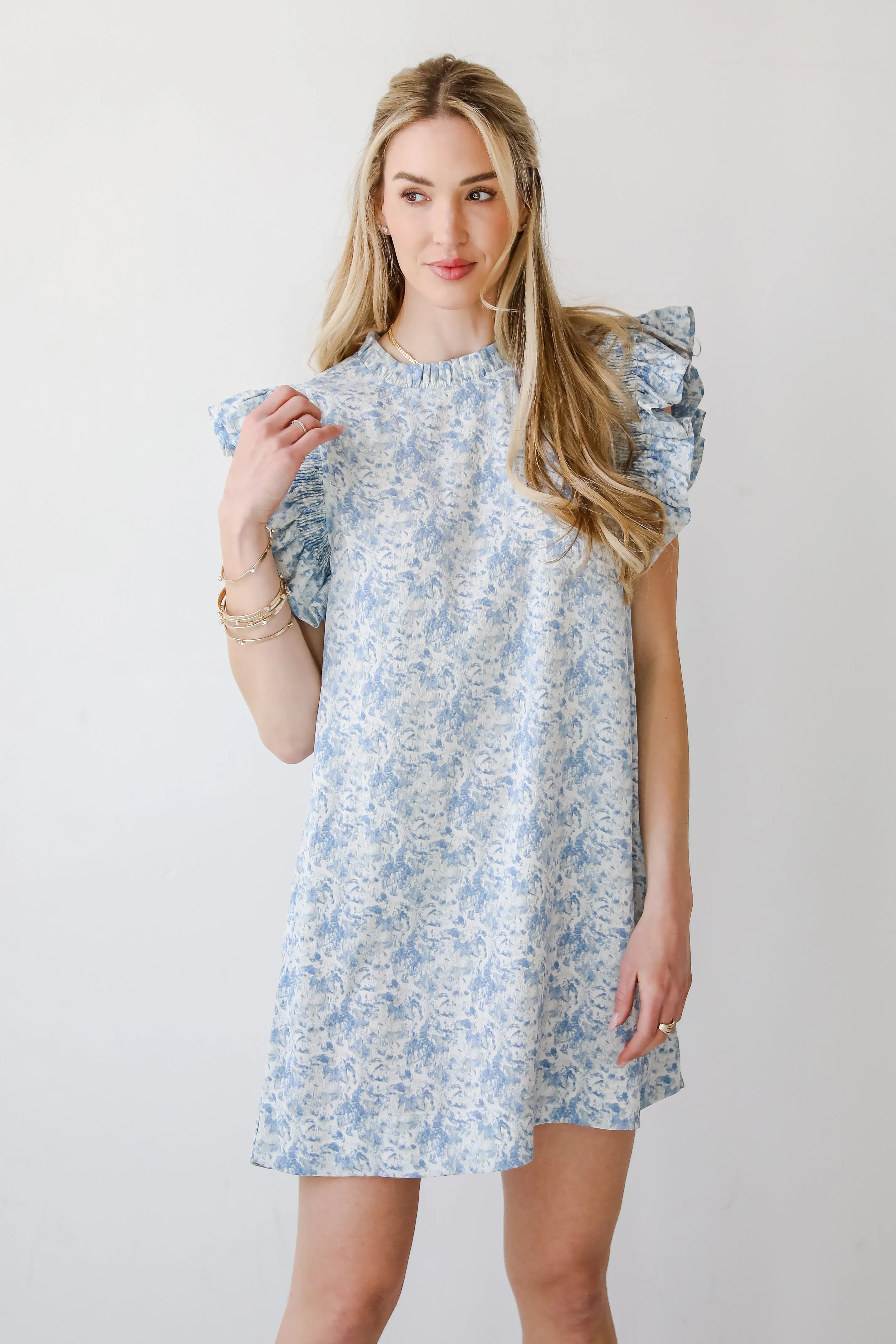 Feminine Find Blue Ruffle Mini Dress